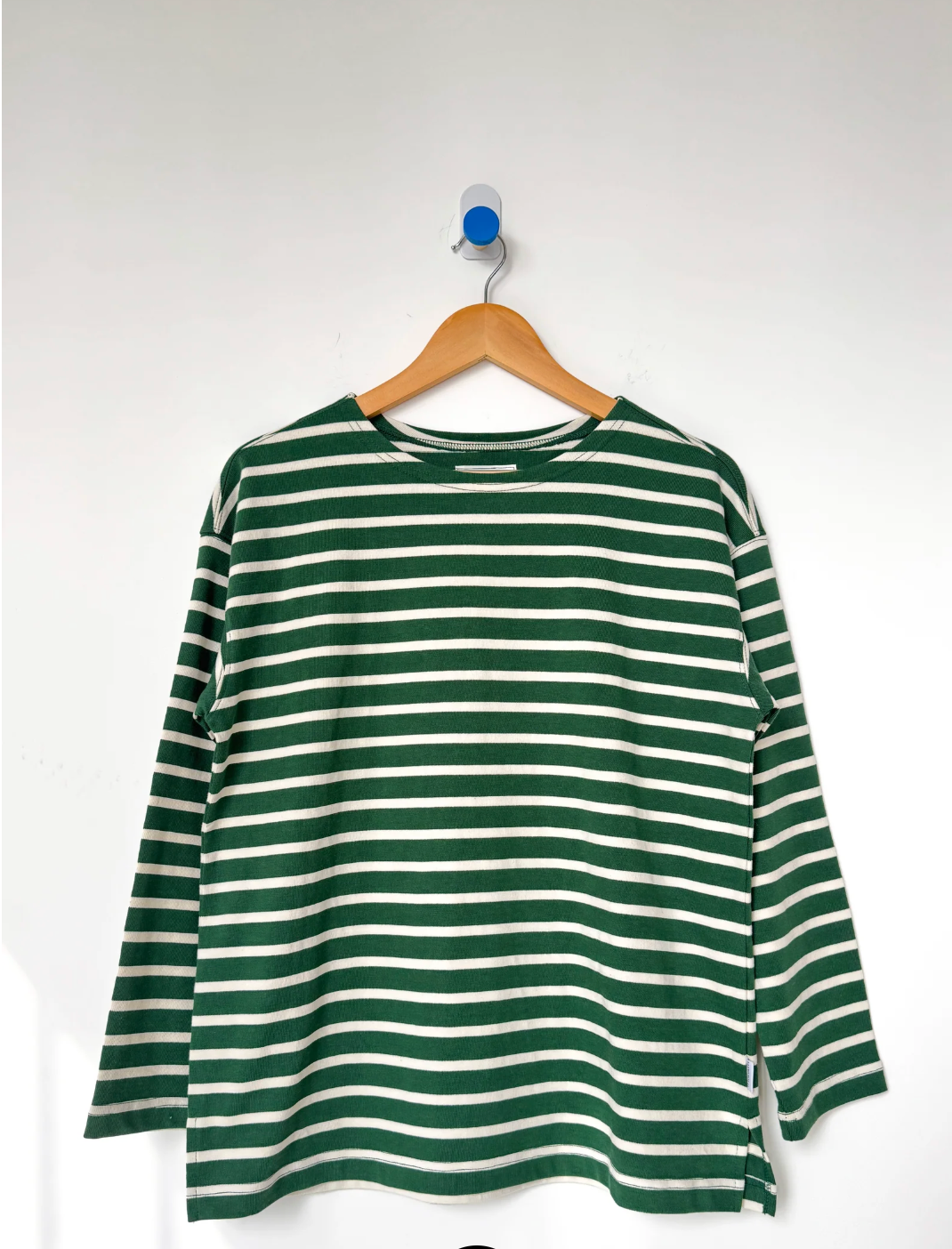 green and white striped shirt