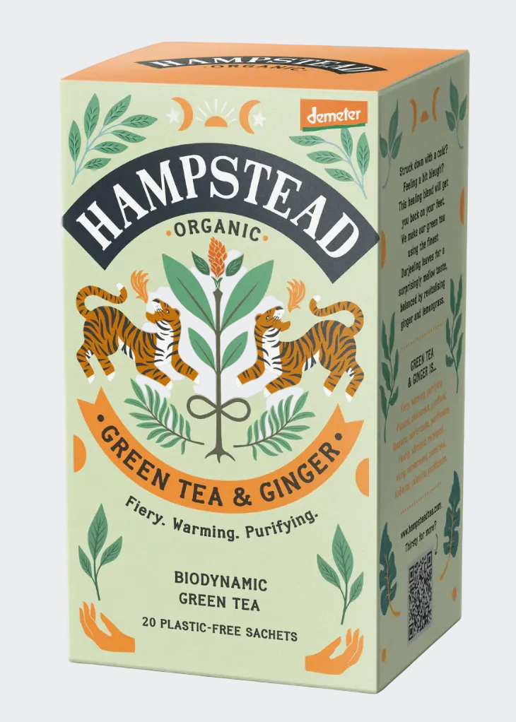 Hampsted Organic Green Tea & Ginger Tea Bags