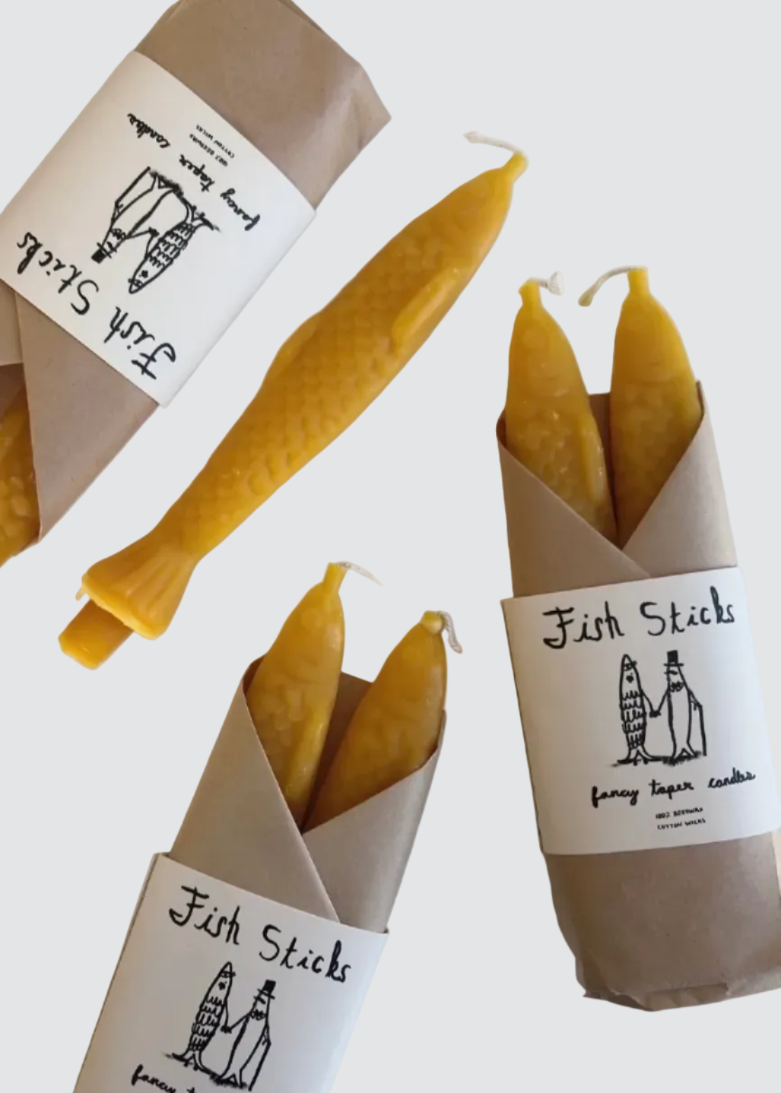 Fish Sticks // Pair of Beeswax Candles