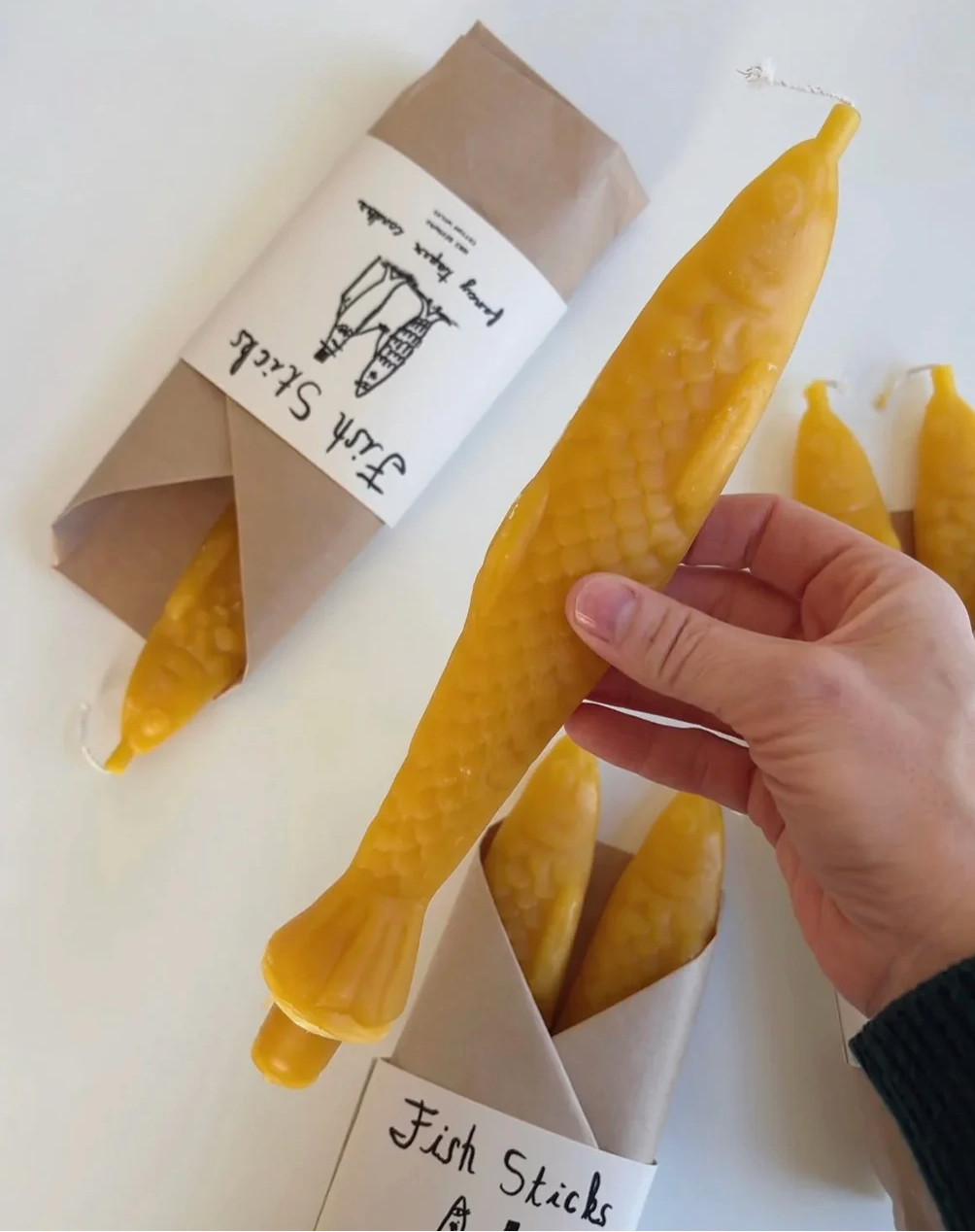 Fish Sticks // Pair of Beeswax Candles