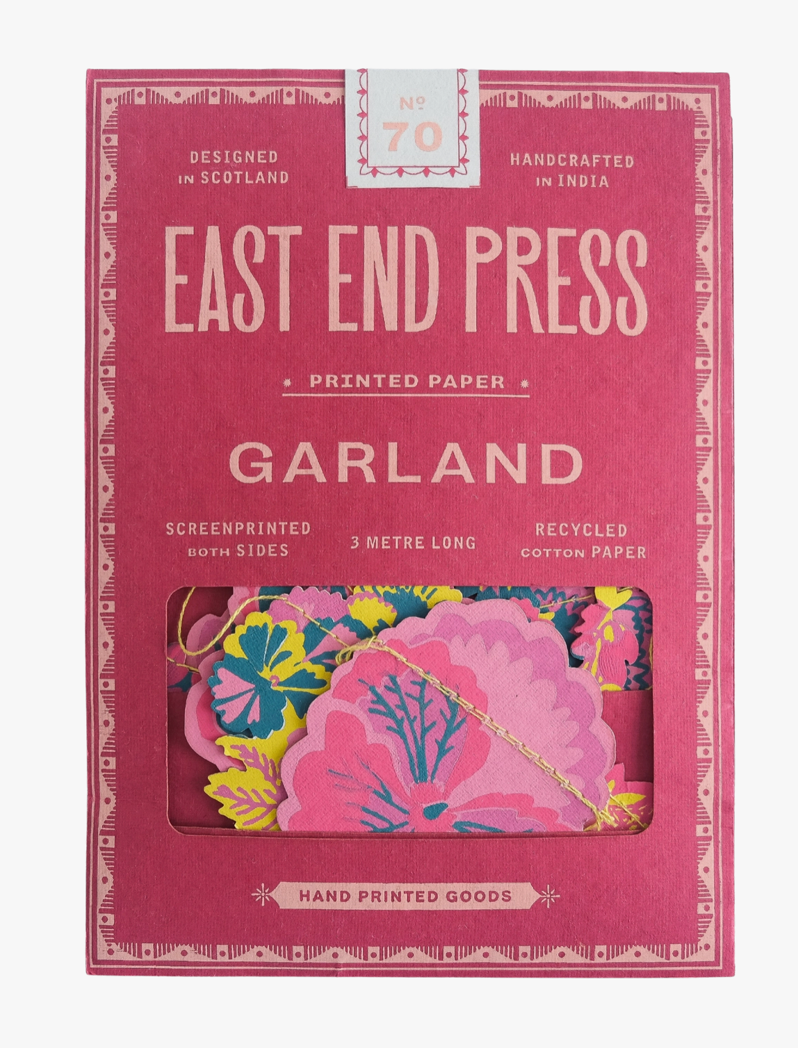 Packaging of East End Press Garland printed paper with floral design