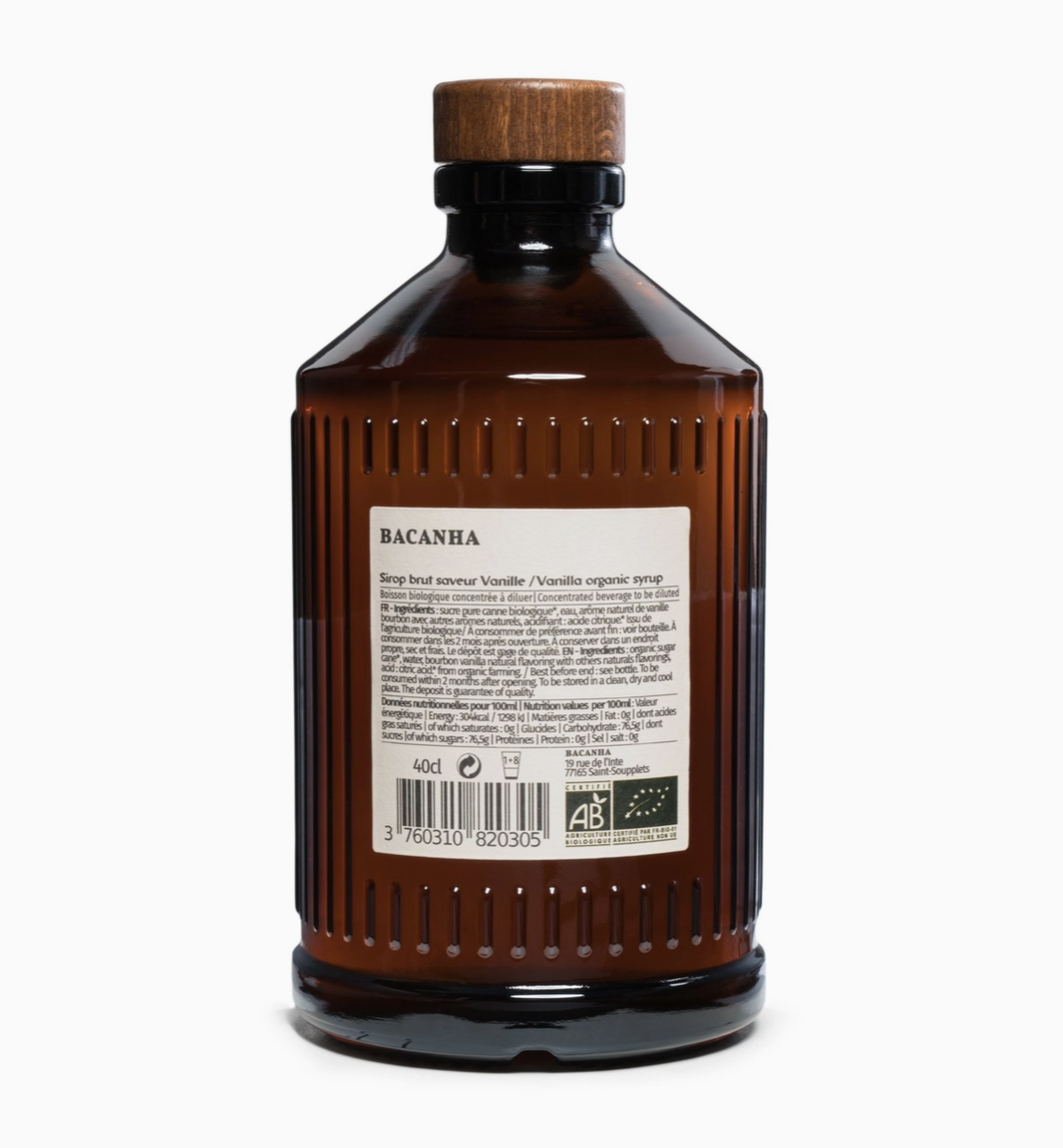 back of bottle with white label