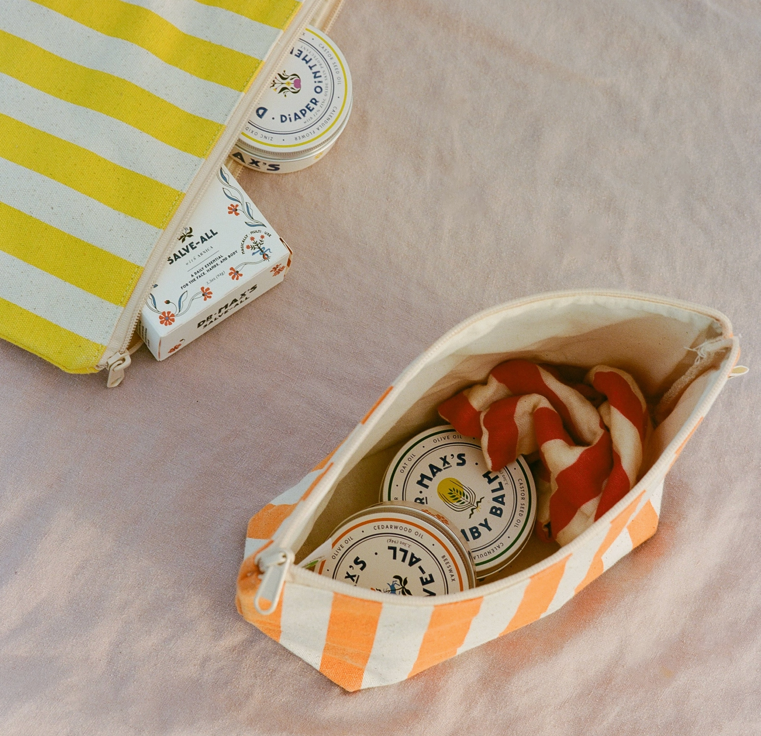 open bags with objects