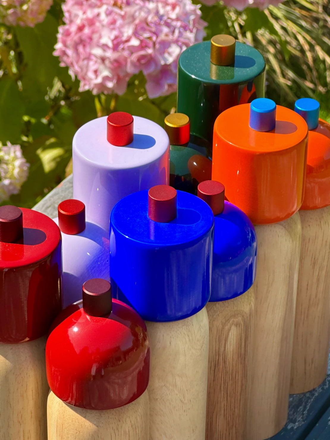 colorful line up of grinders