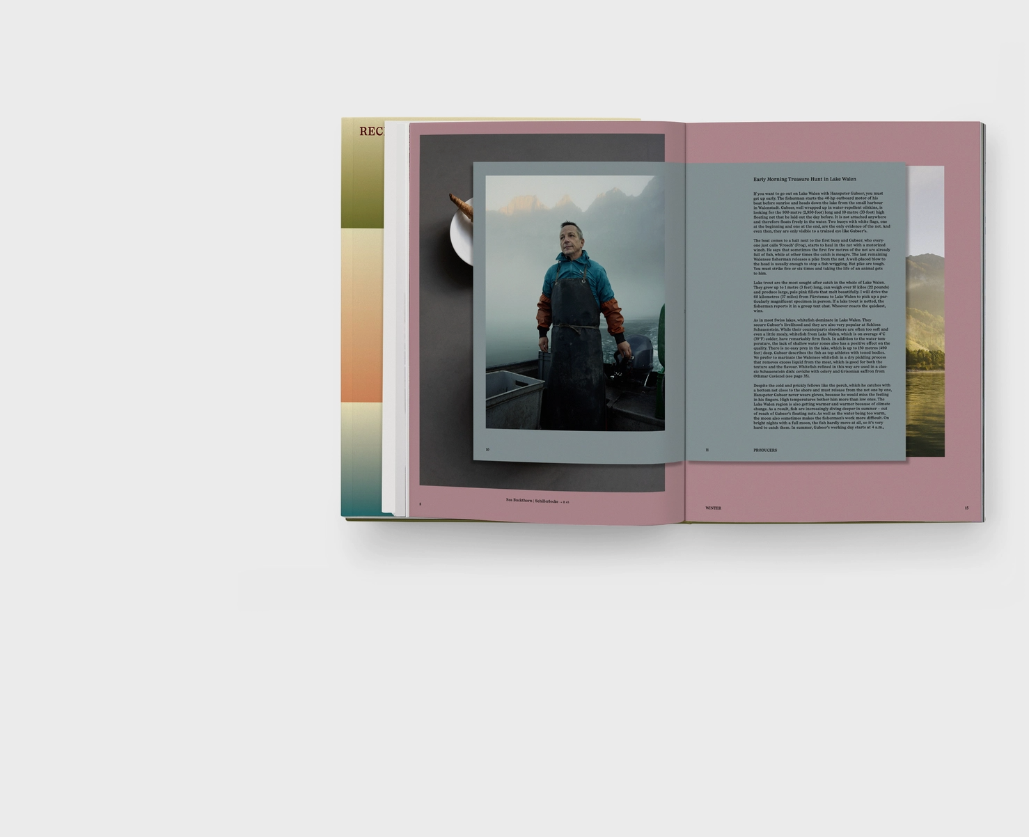 interior of book with image of man in a fishing boat and text