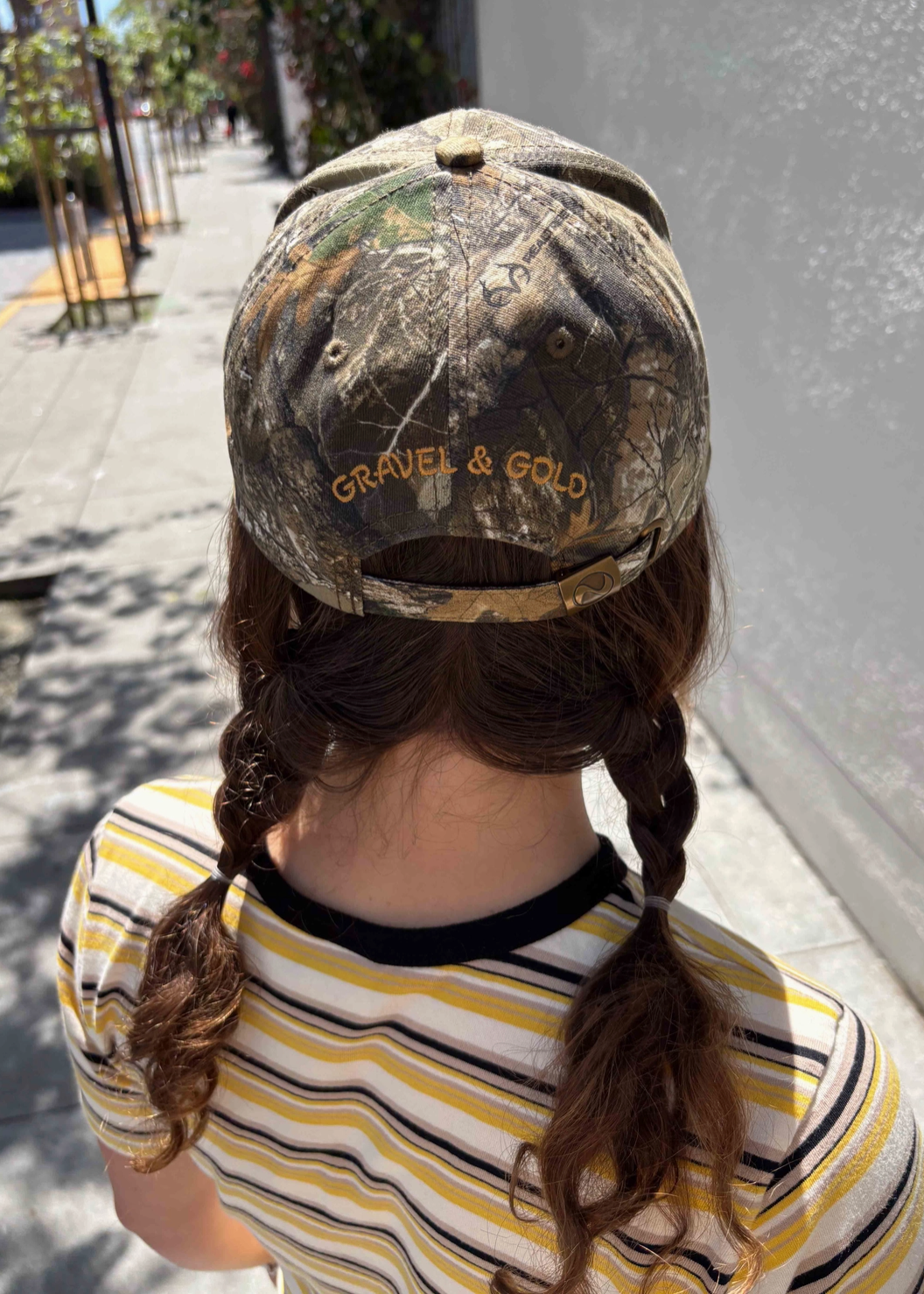 back of hat on a model 