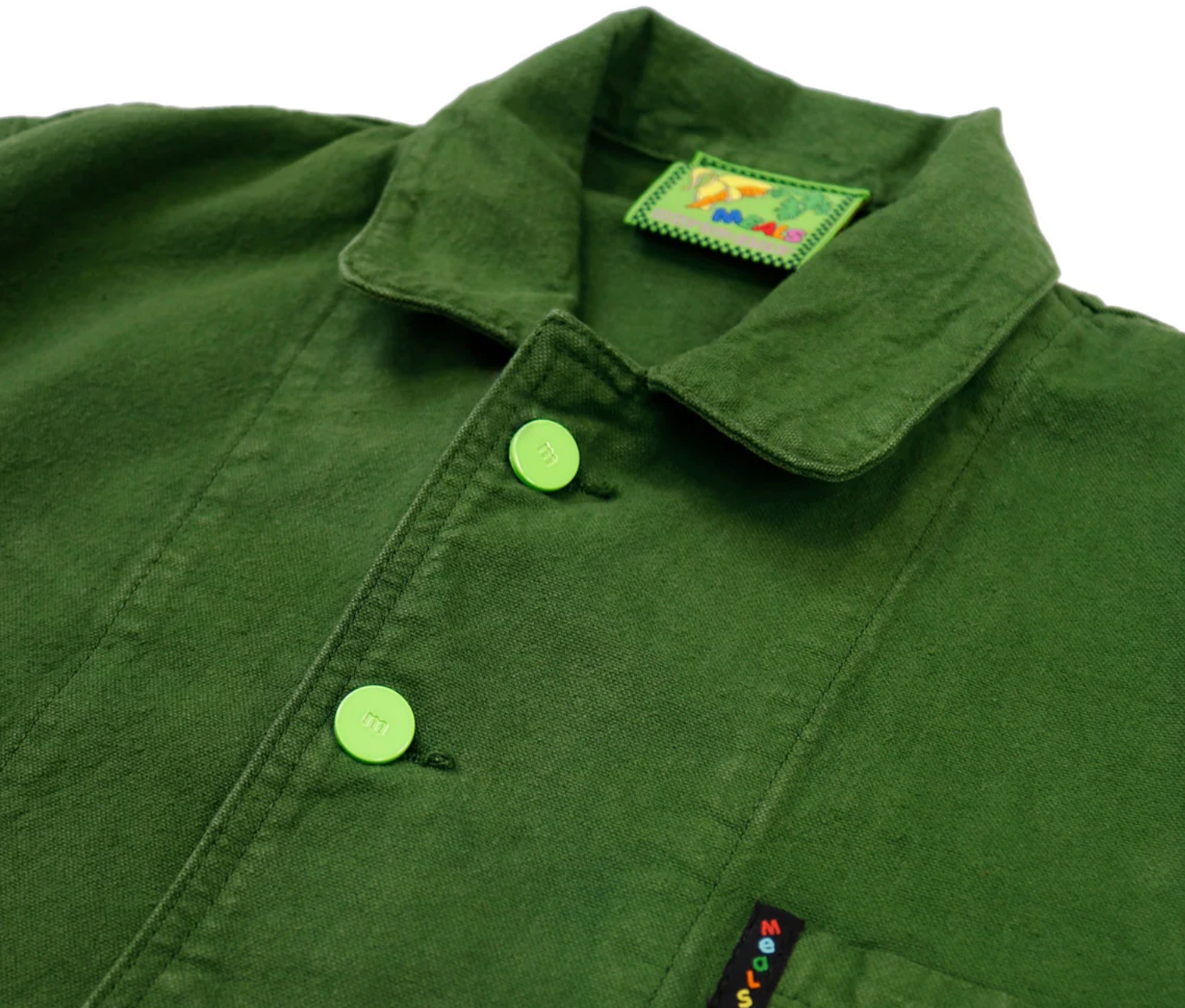 flat lay of jacket collar and buttons
