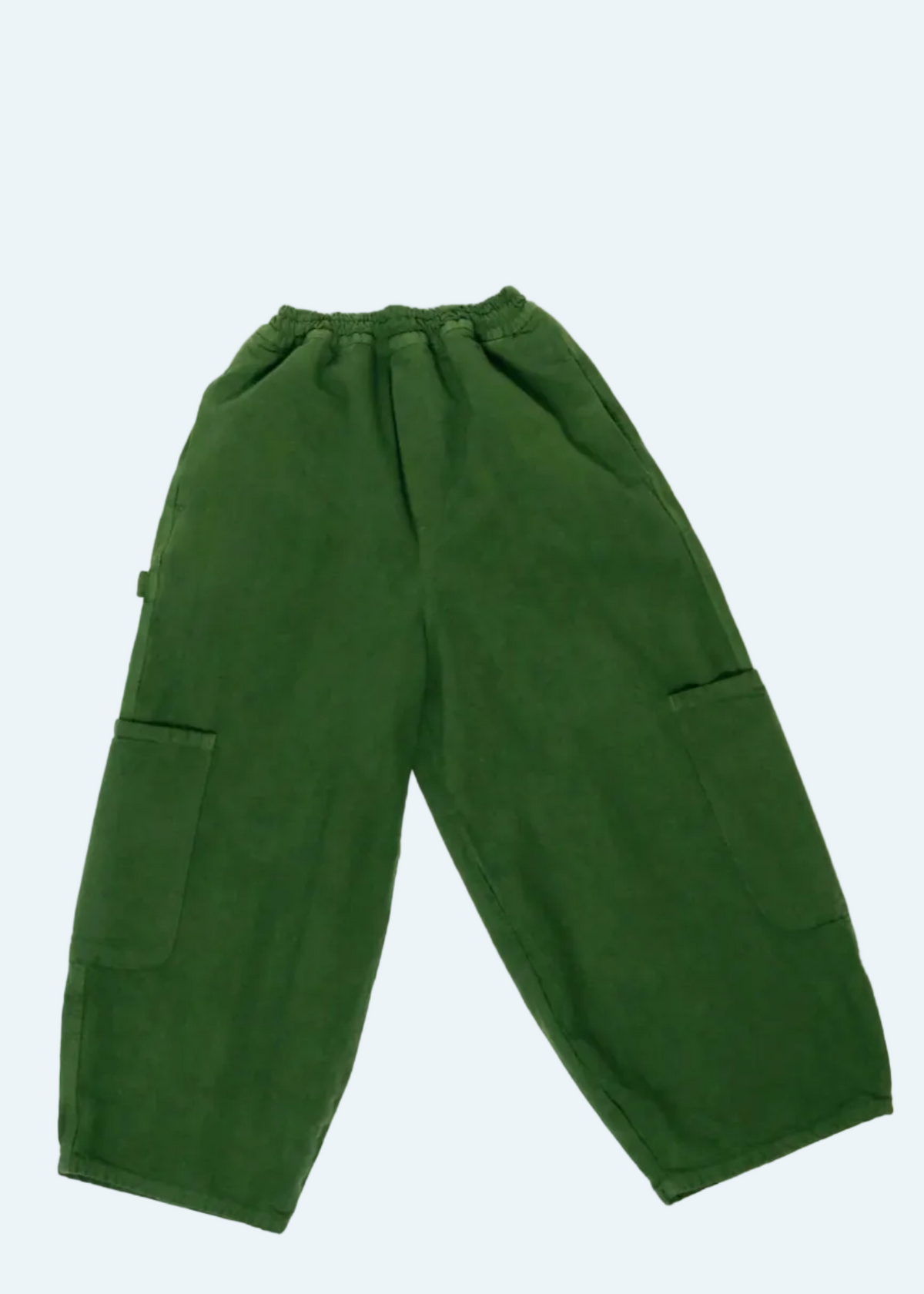 flat lay of wide leg green pants