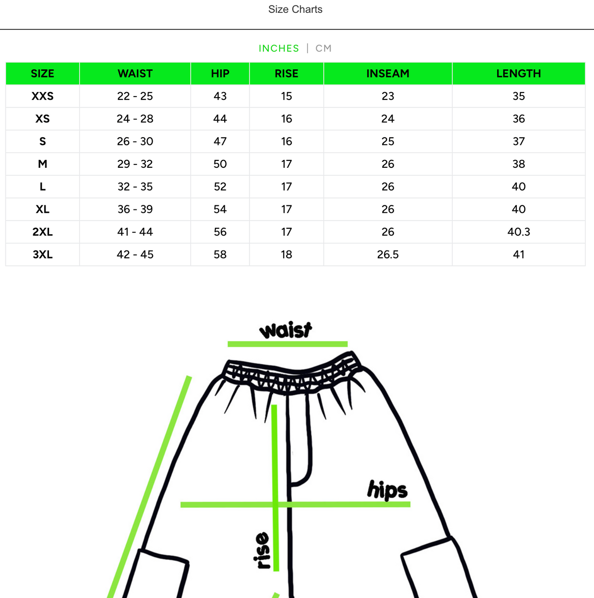 size chart
