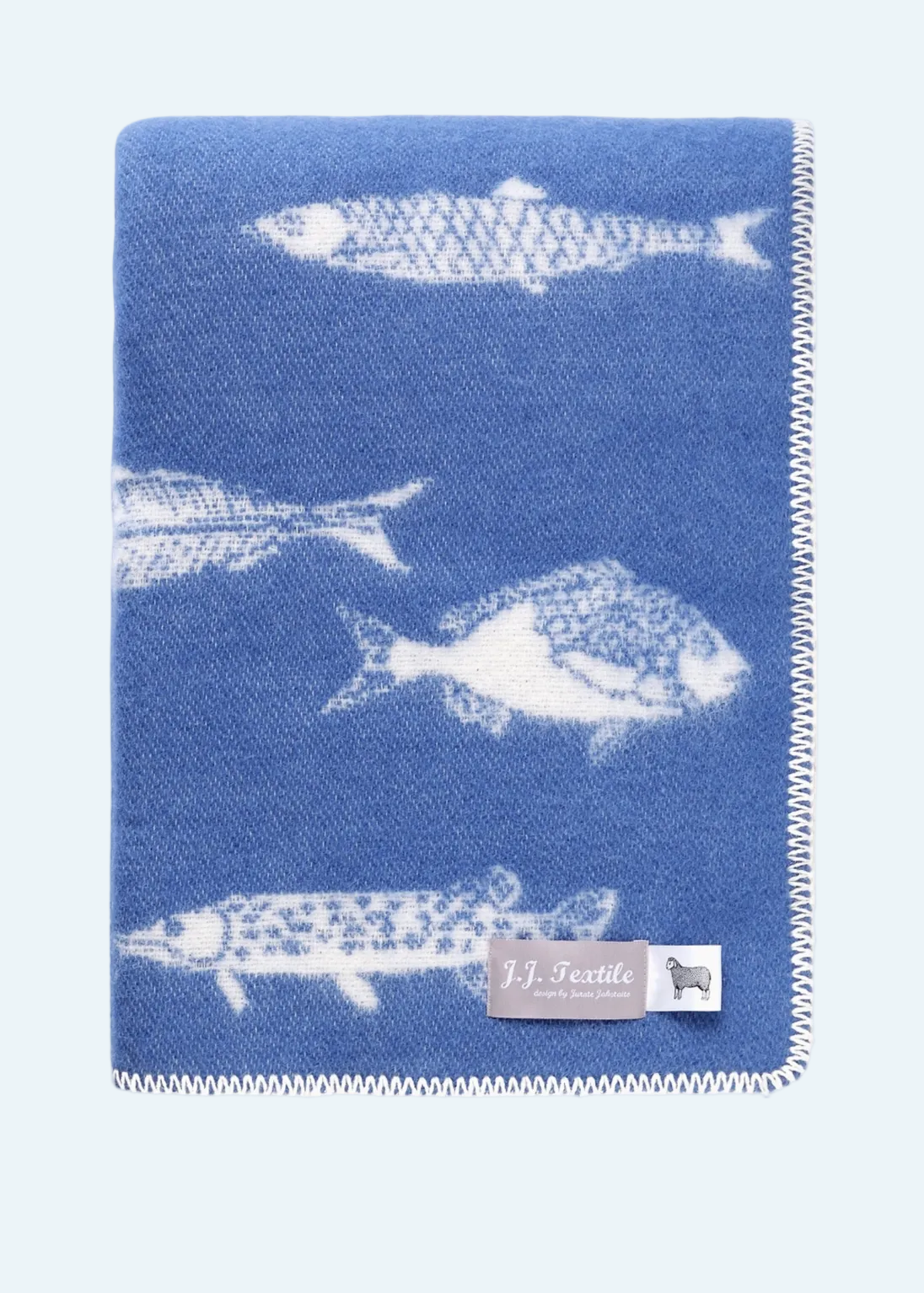 blue blanket with fish moteif 
