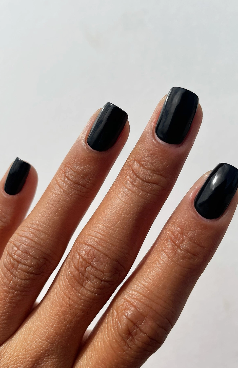 black polish on nails