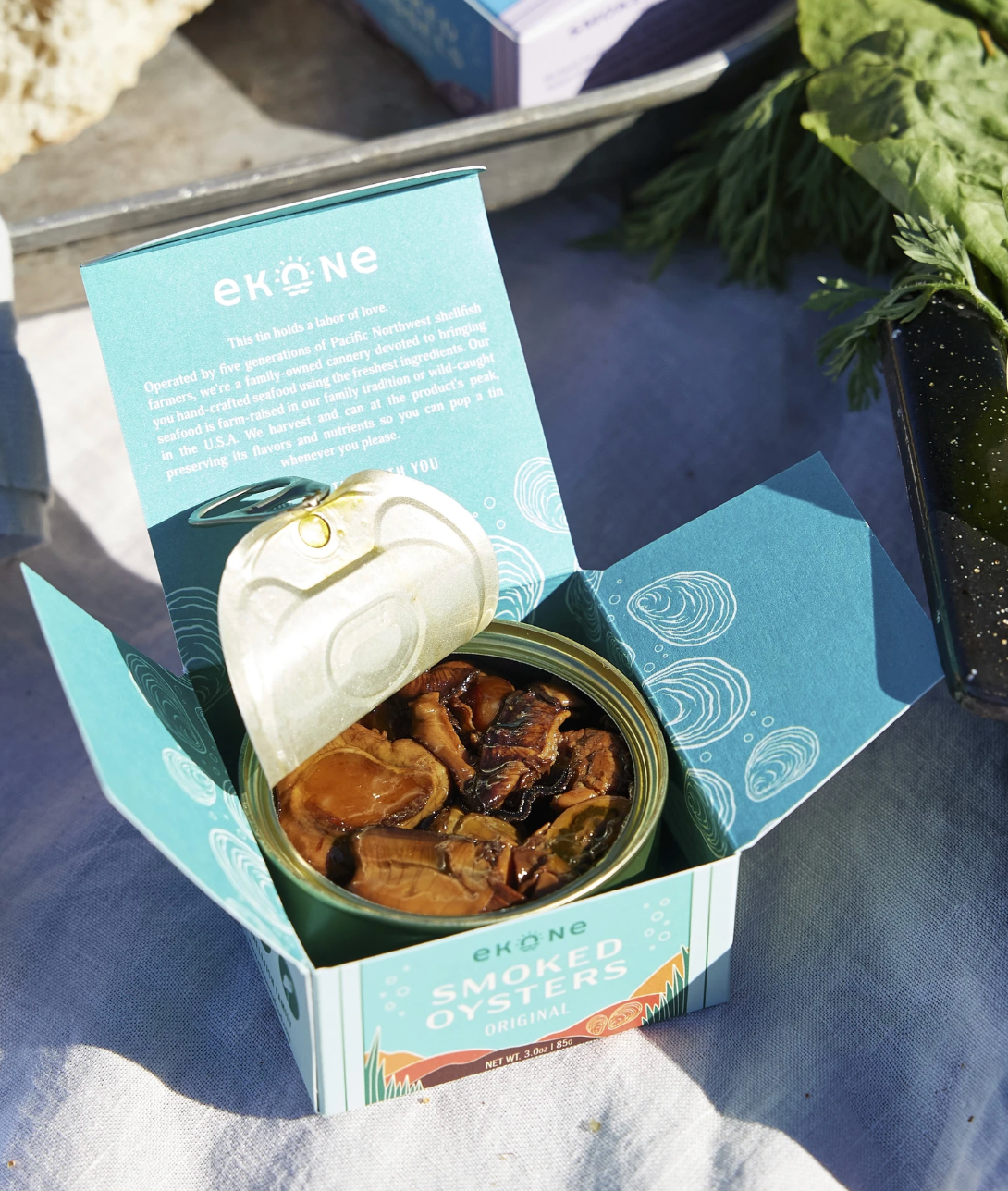 oysters in light blue gift box