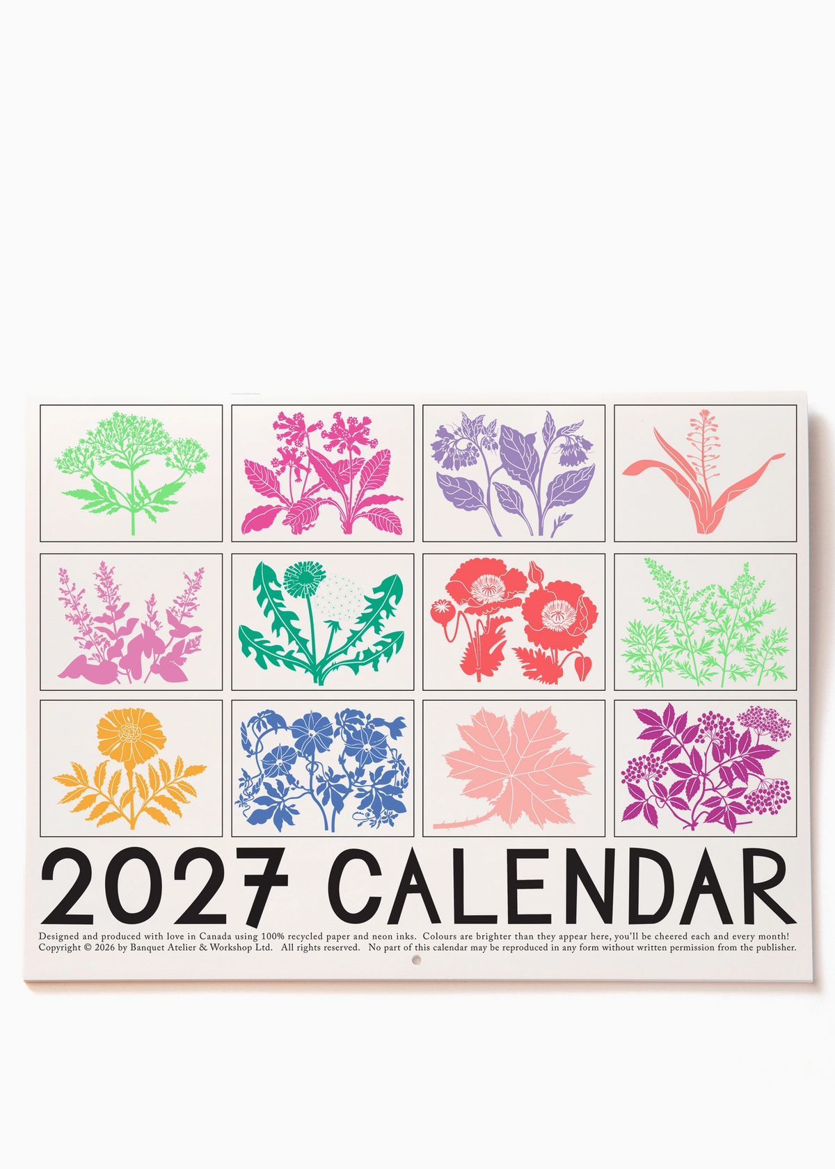 colorful calender with lots of flowers and writing saying 2027 calendar