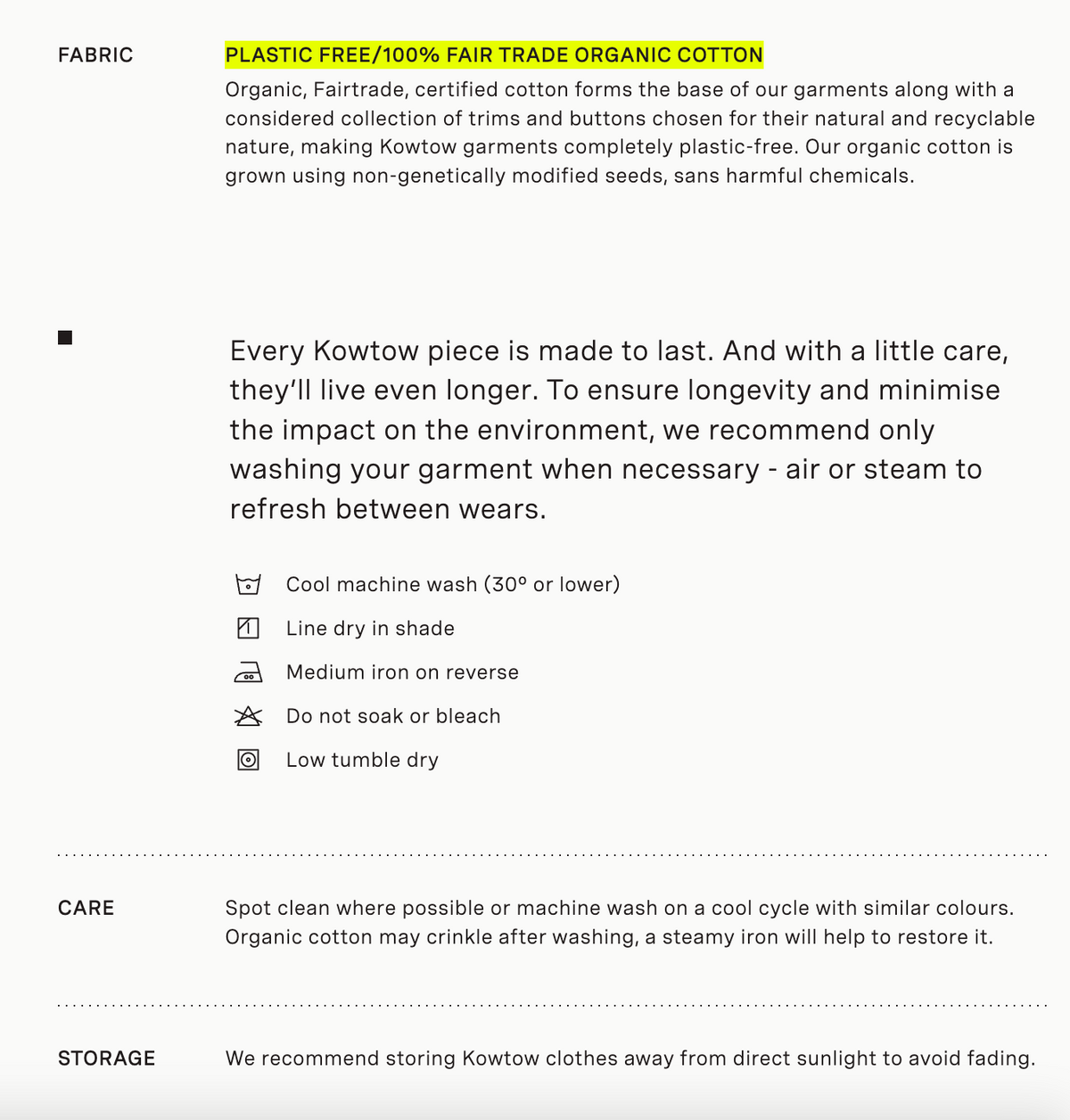 care instructions