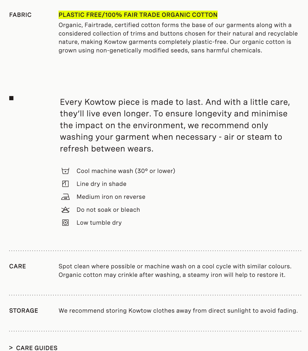 care instructions