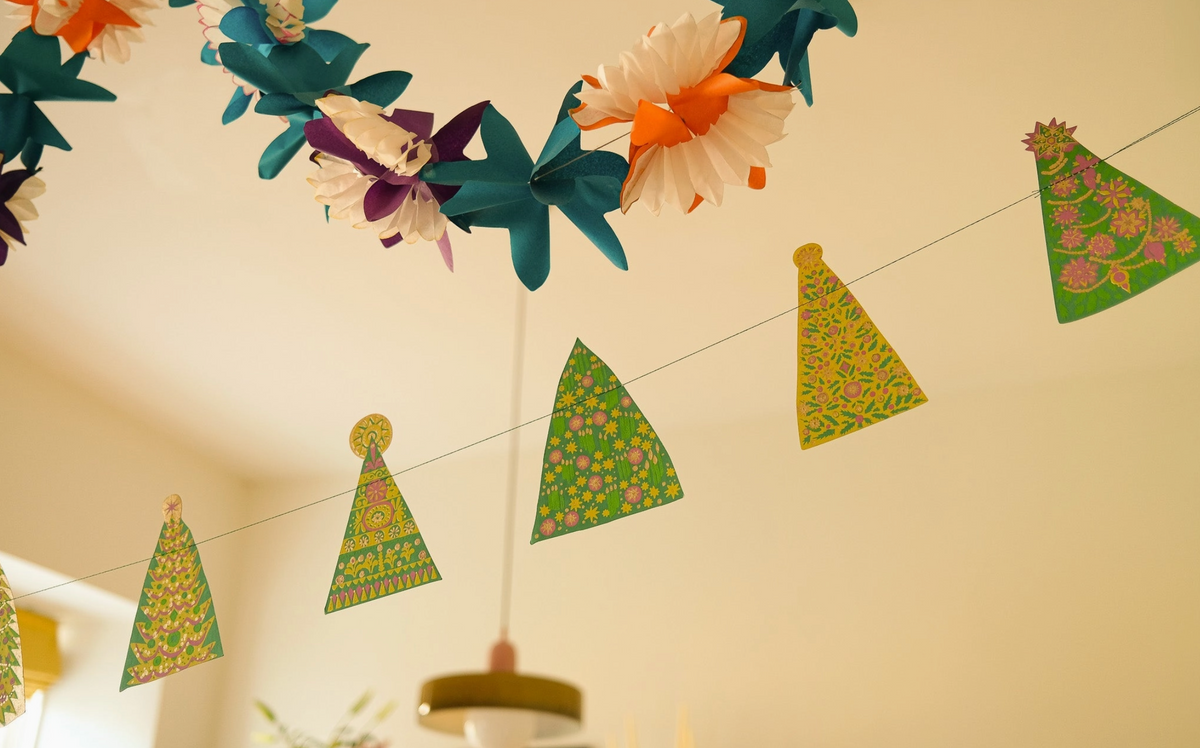 Midcentury Trees Sewn Garland