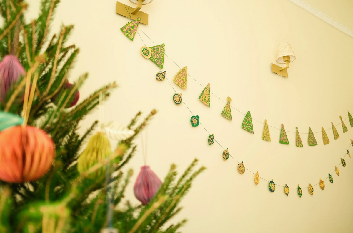 Midcentury Trees Sewn Garland