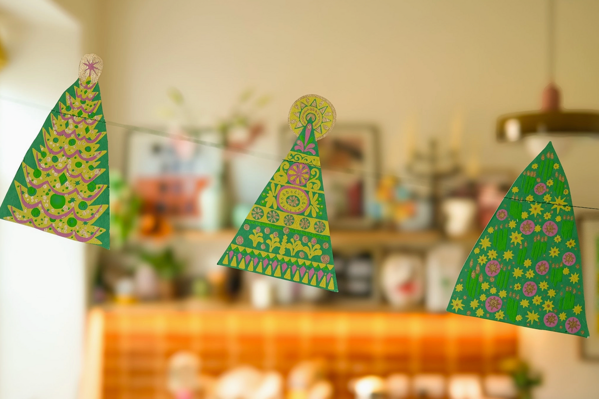 Midcentury Trees Sewn Garland