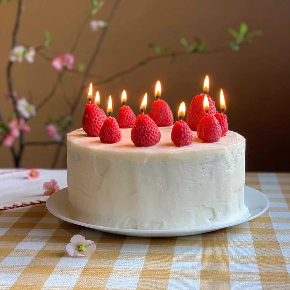 Strawberry Beeswax Birthday Candles