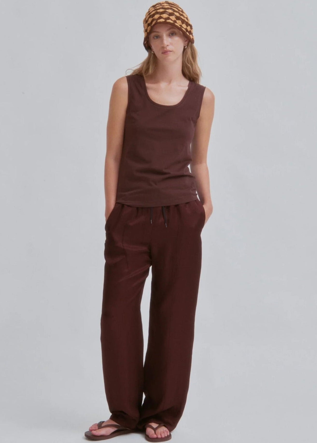 U-Neck Jersey Tank // Brown