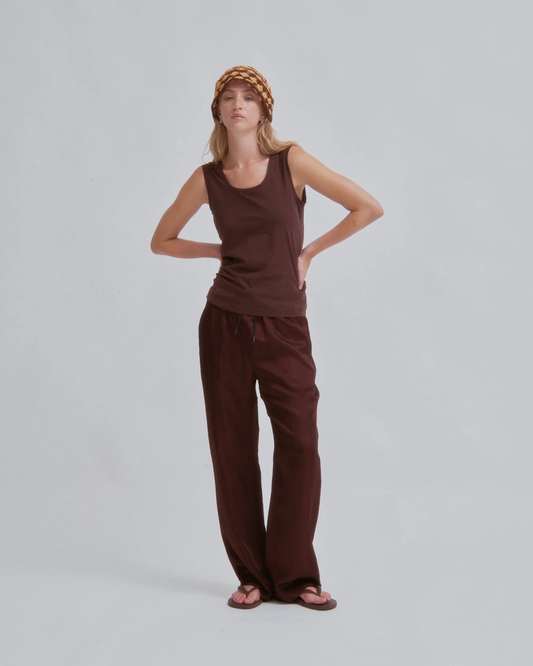 U-Neck Jersey Tank // Brown