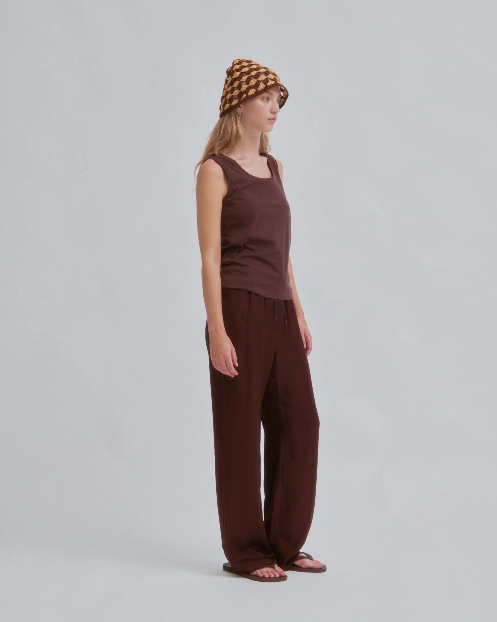 U-Neck Jersey Tank // Brown