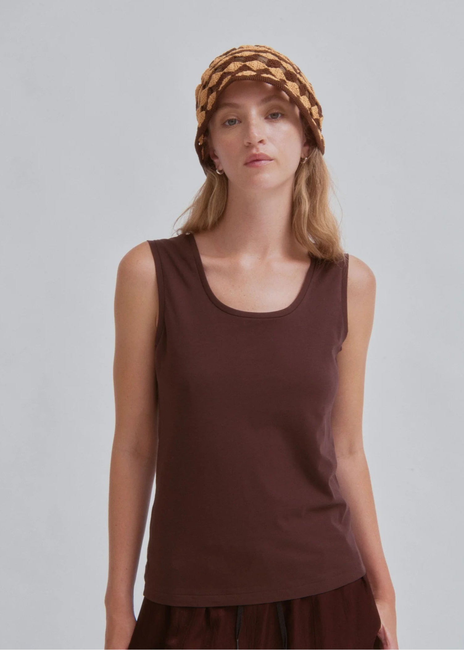 U-Neck Jersey Tank // Brown