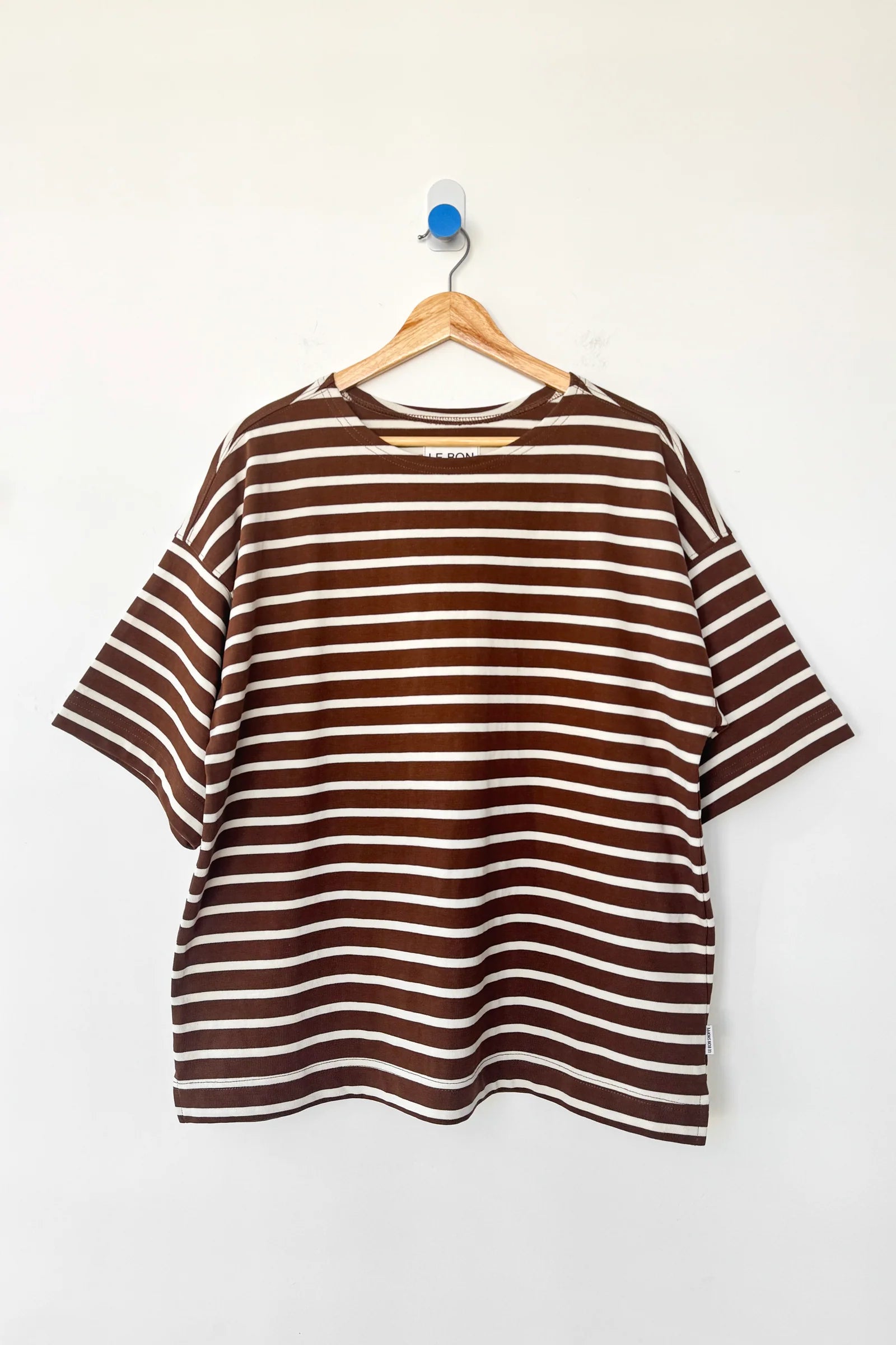 brown and white striped t shirt