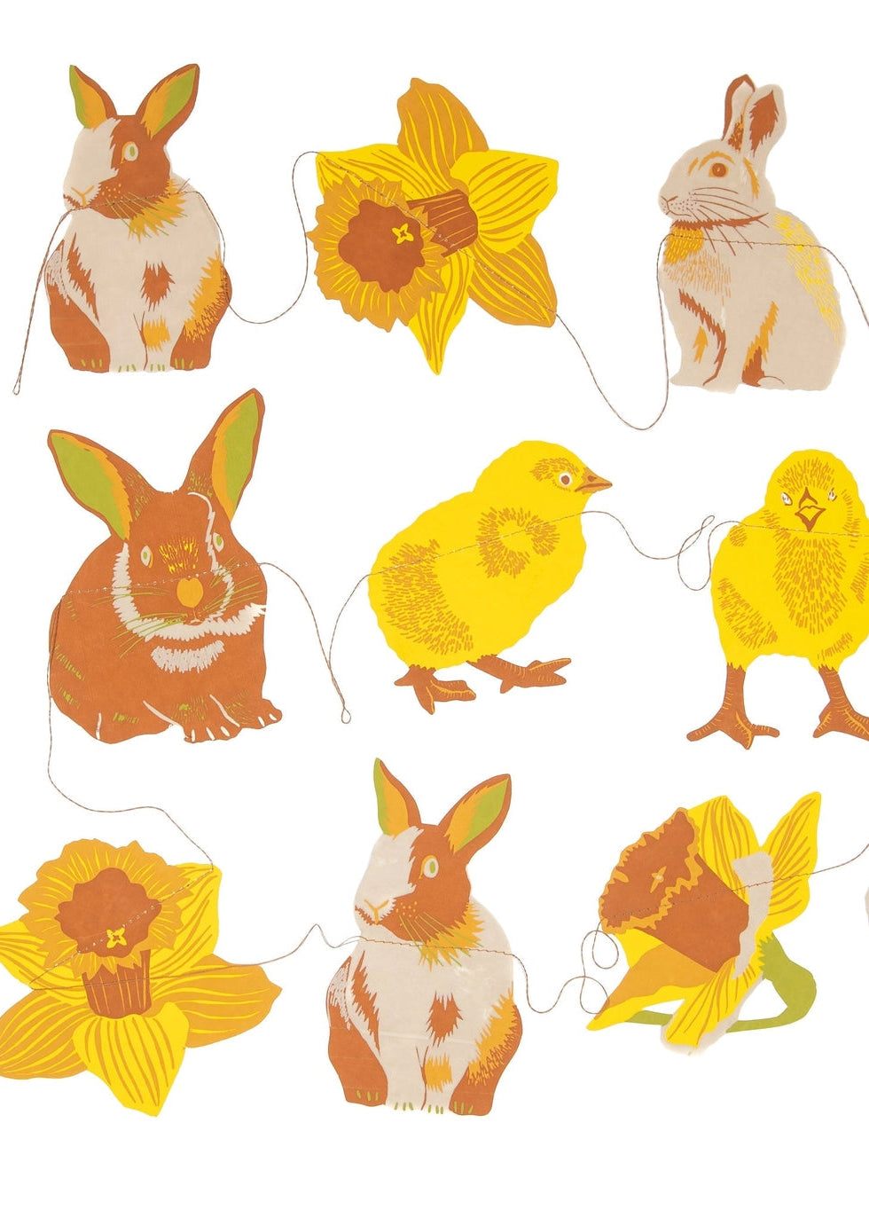 Spring Daffodils, Bunnies and Chicks Sewn Garland