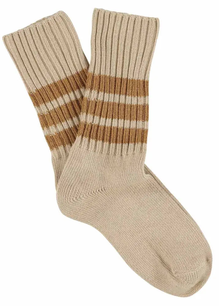 Striped Crew Socks // Pink/Brown