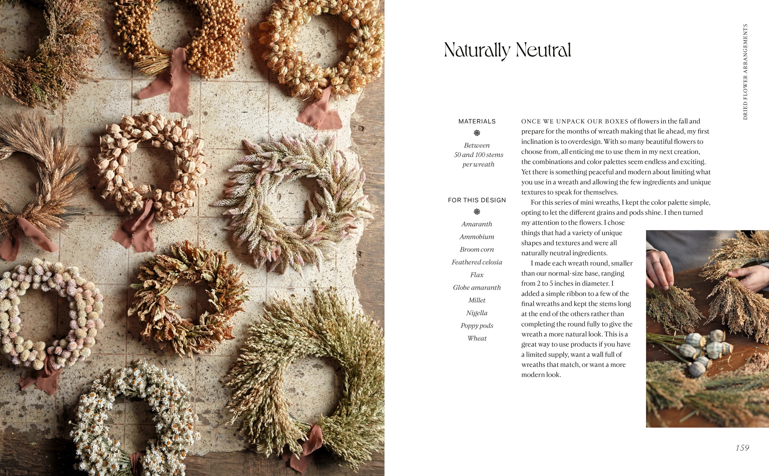 book interior with neutral wreaths