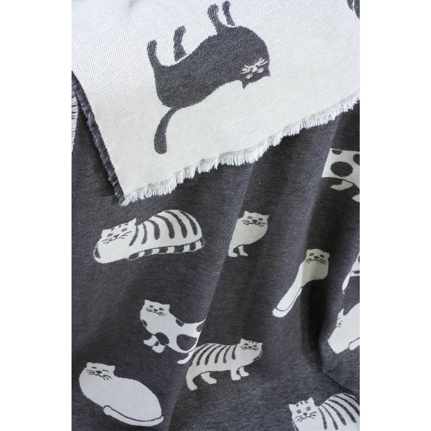 Cozy Kitties // 100% Cotton Throw // Black