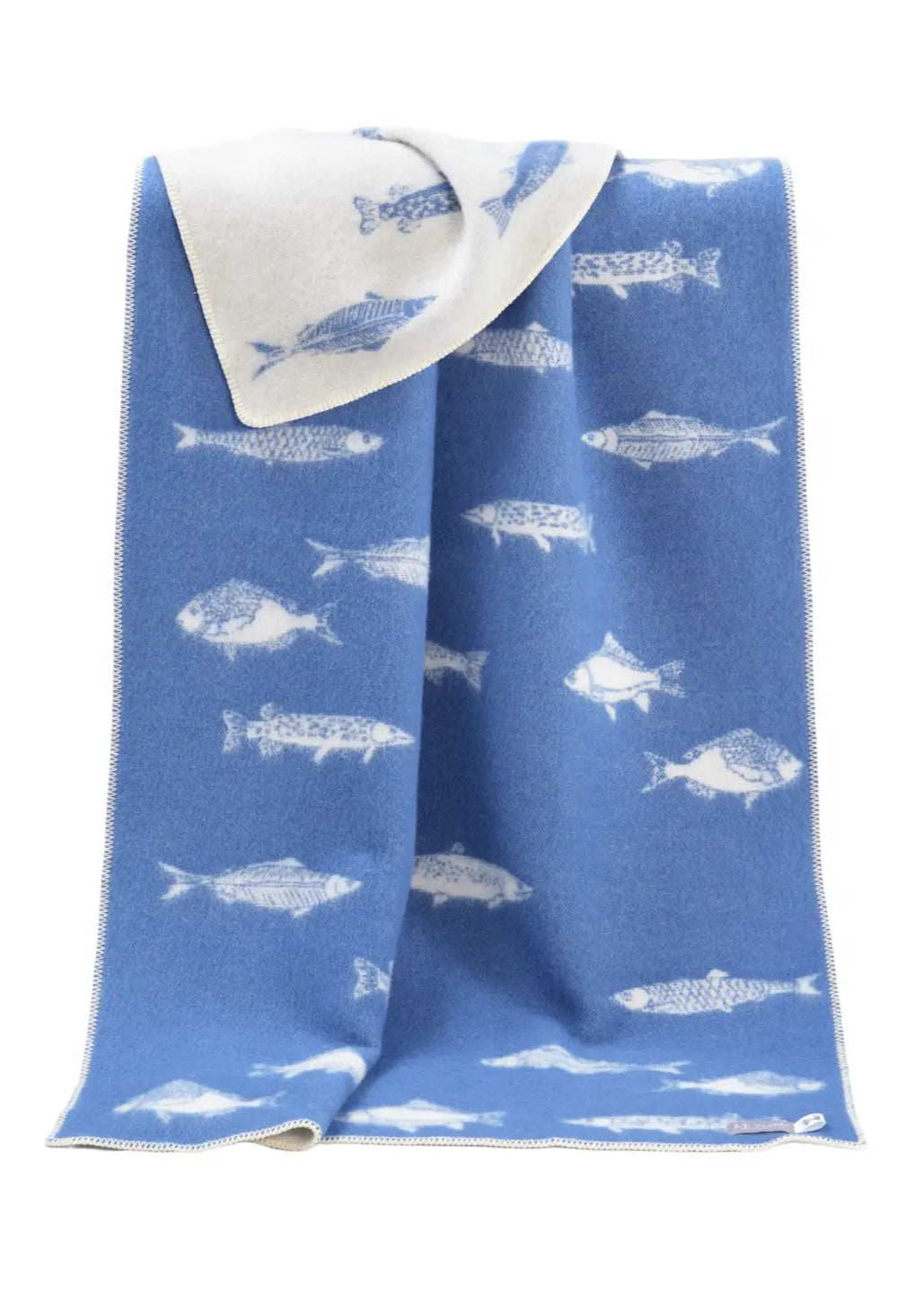 Fish // Wool Cotton Blanket // Blue