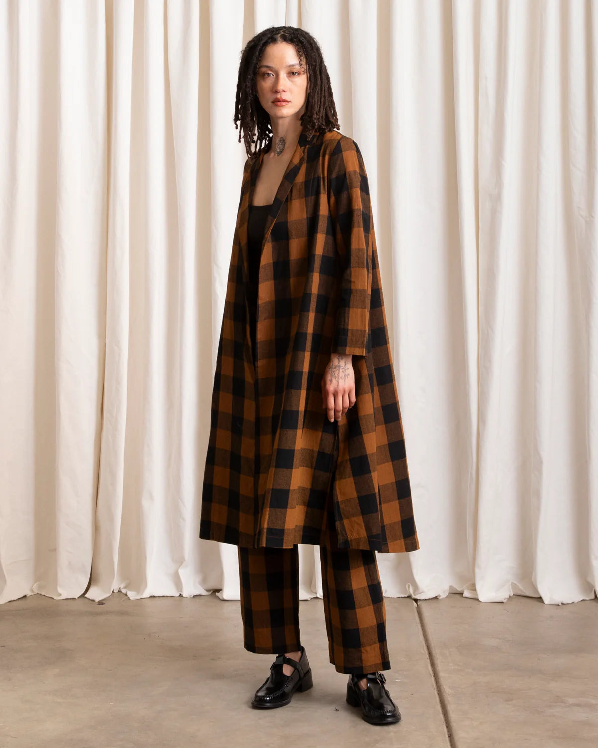Silk Notch Jacket // Copper Black Plaid