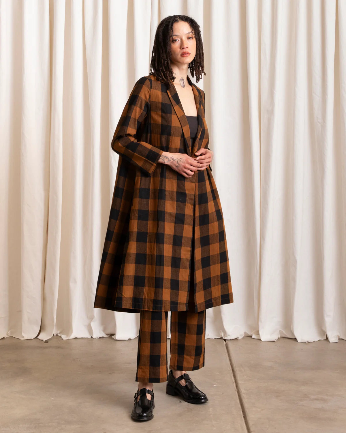 Silk Notch Jacket // Copper Black Plaid
