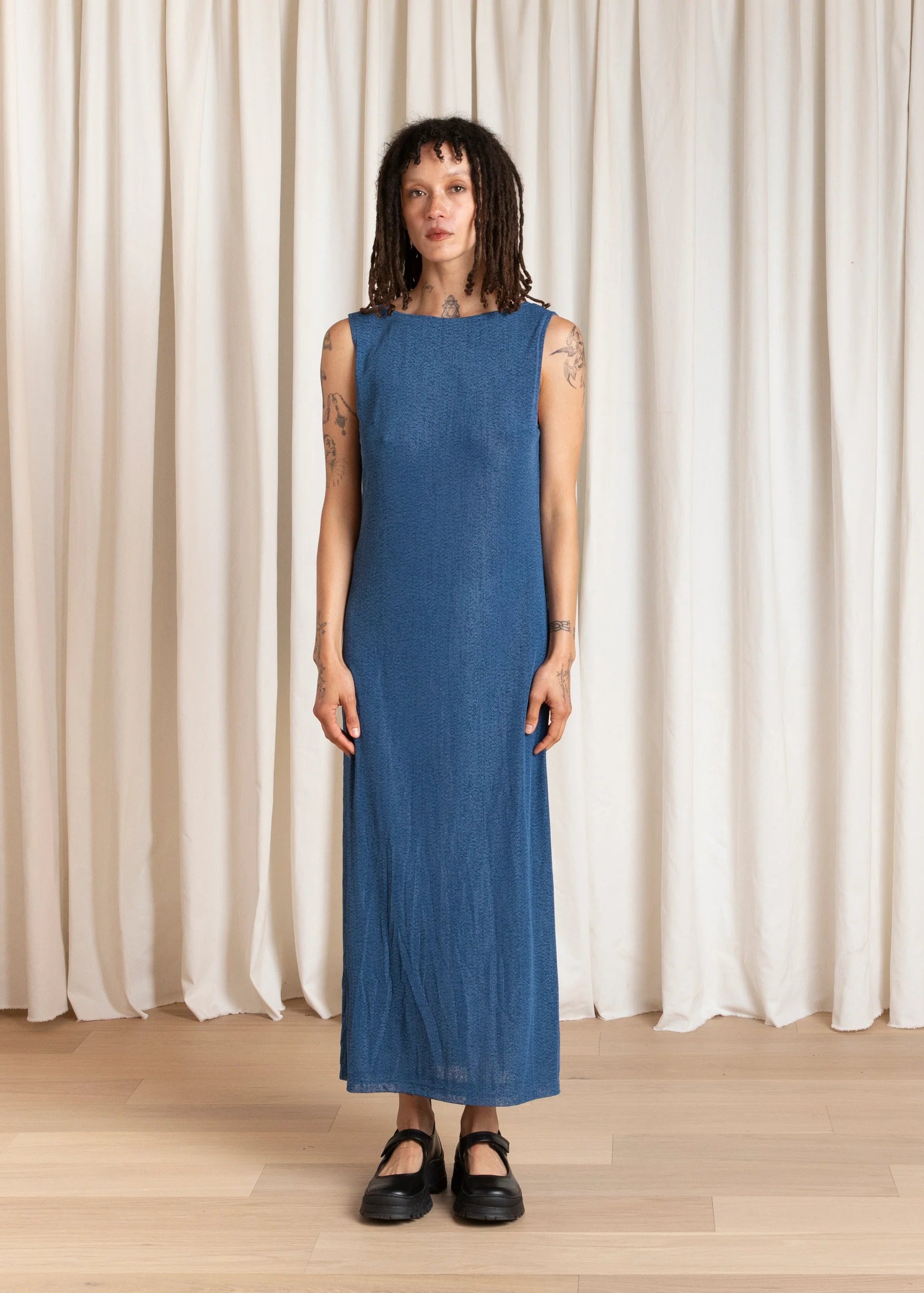 Low Back Column Dress // Blue