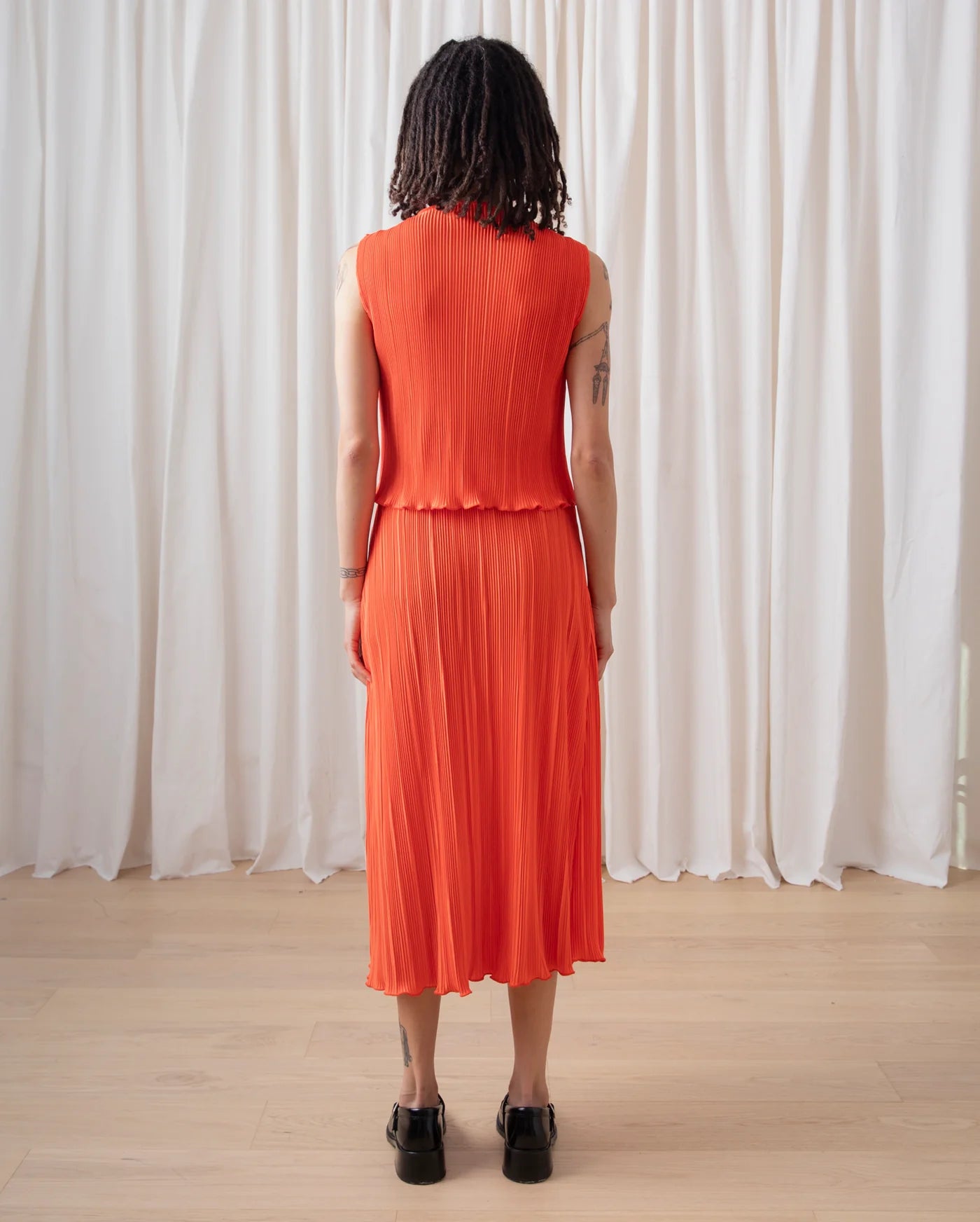 High Neck Pleated Tank // Poppy