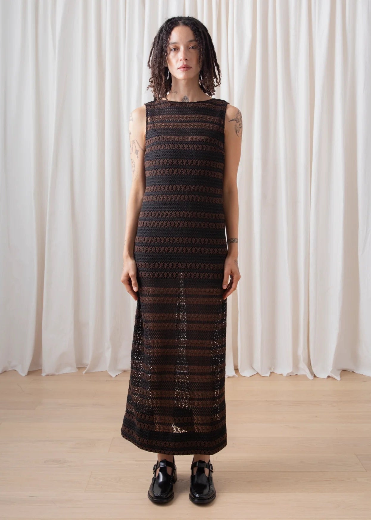 Low Back Column Dress // Brown/Black