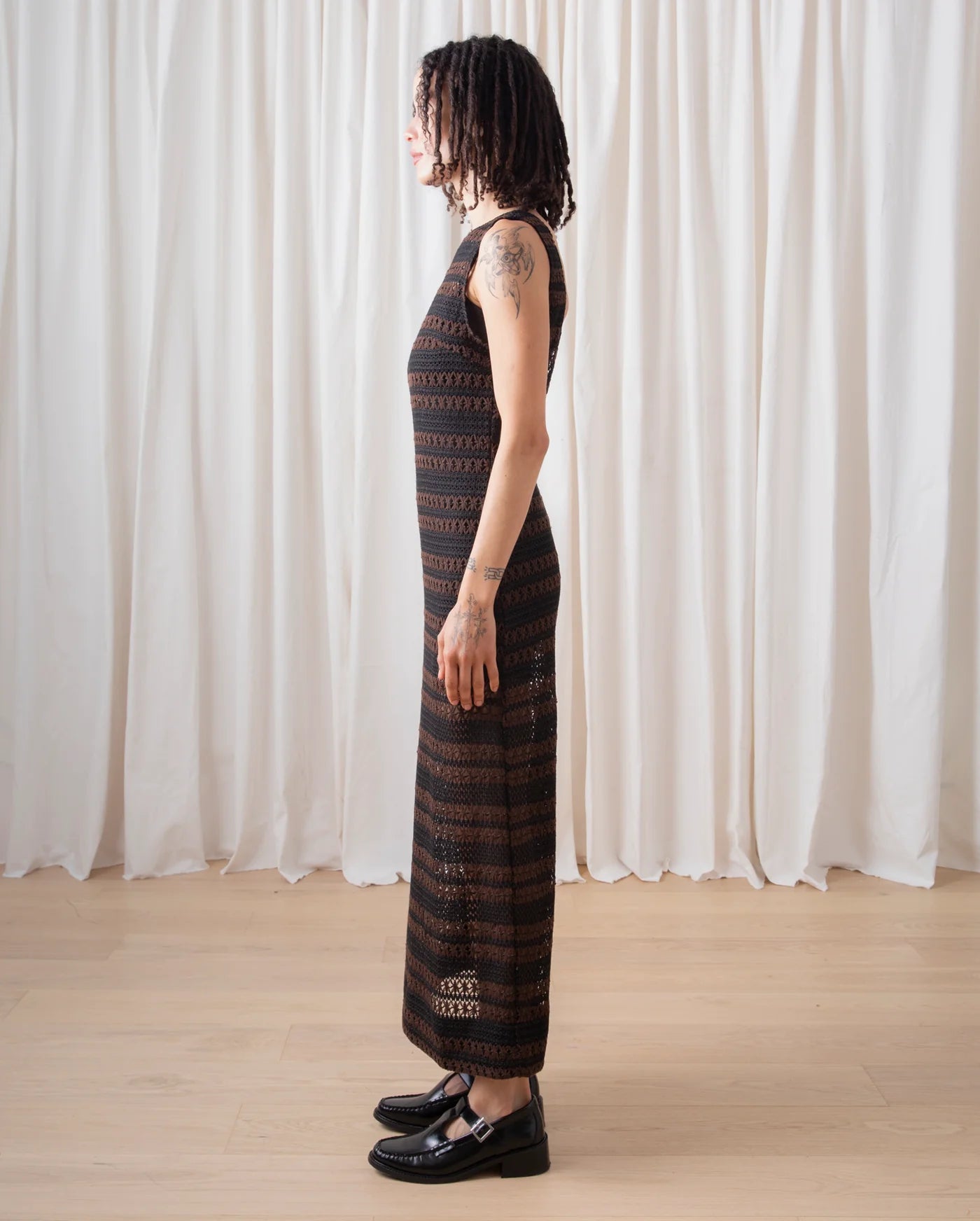 Low Back Column Dress // Brown/Black