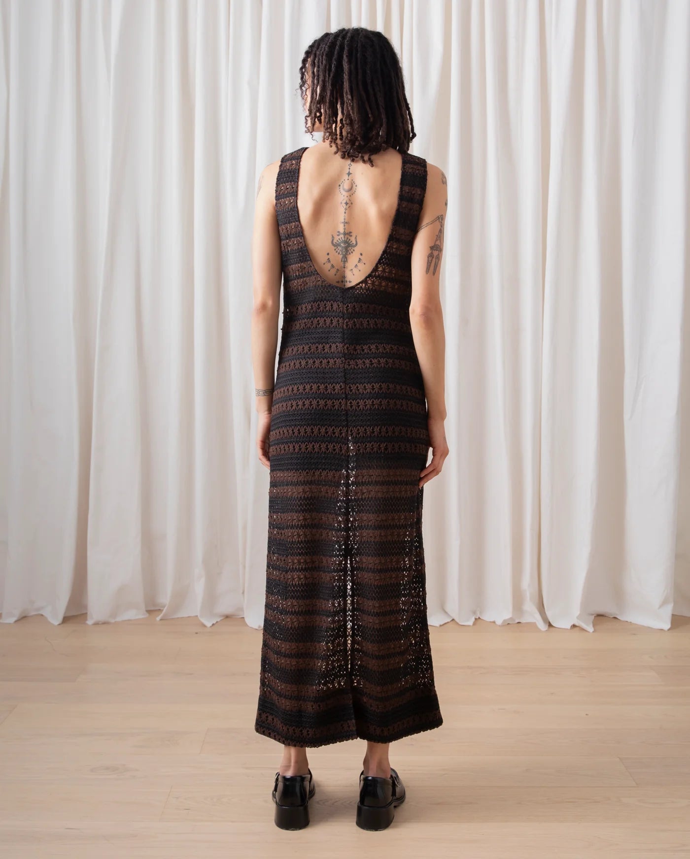 Low Back Column Dress // Brown/Black