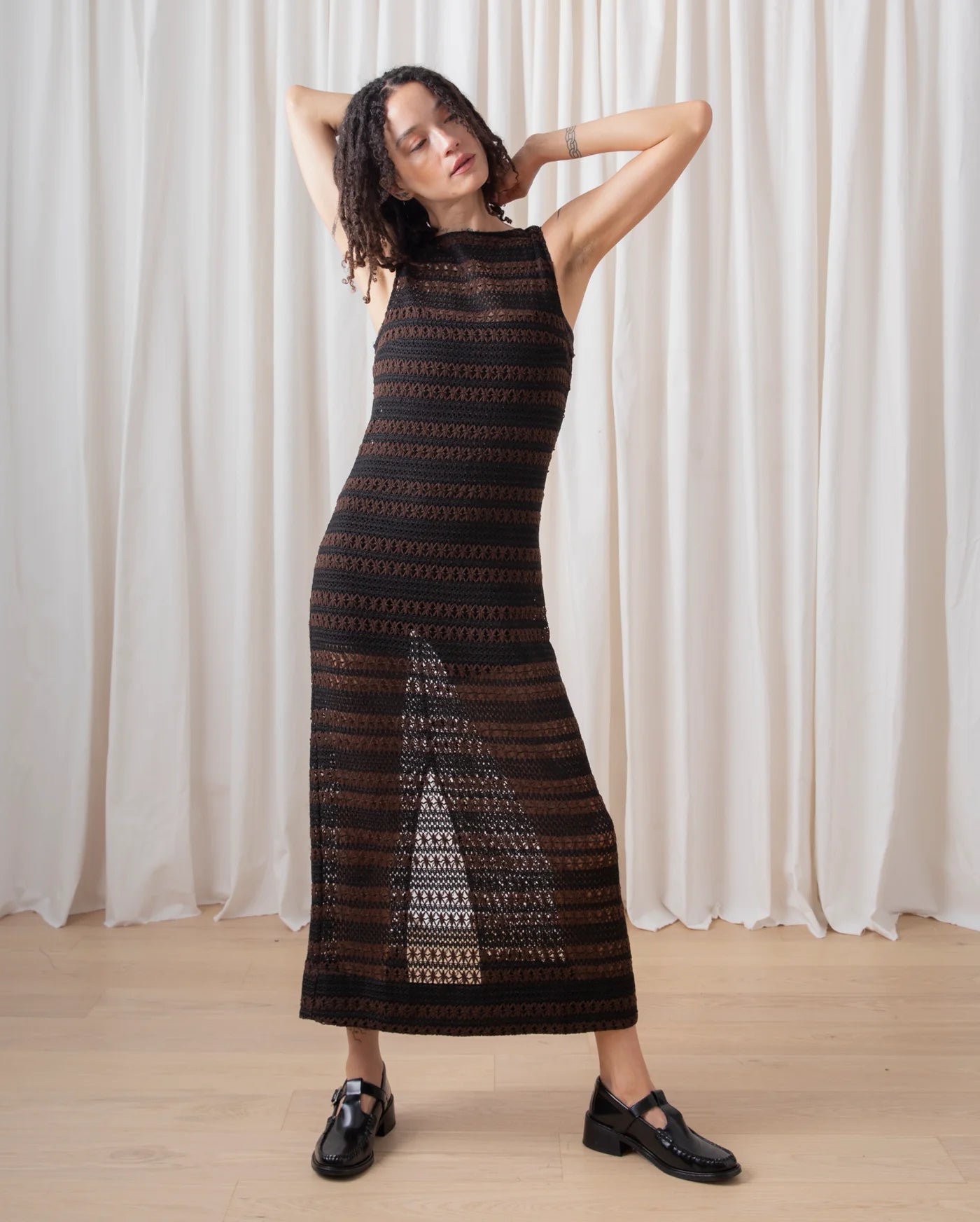 Low Back Column Dress // Brown/Black