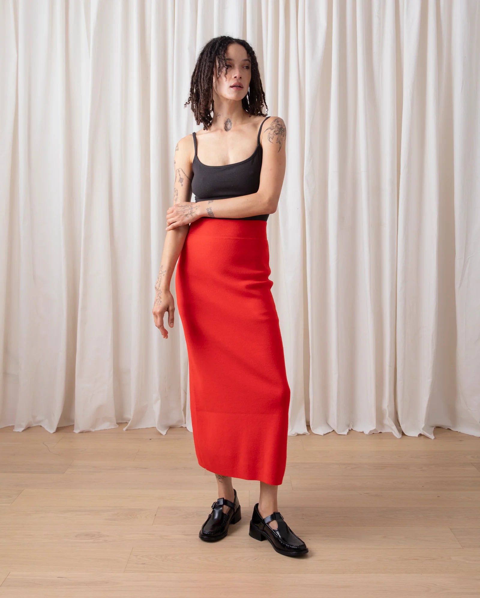 Knit Pencil Midi Skirt // Poppy