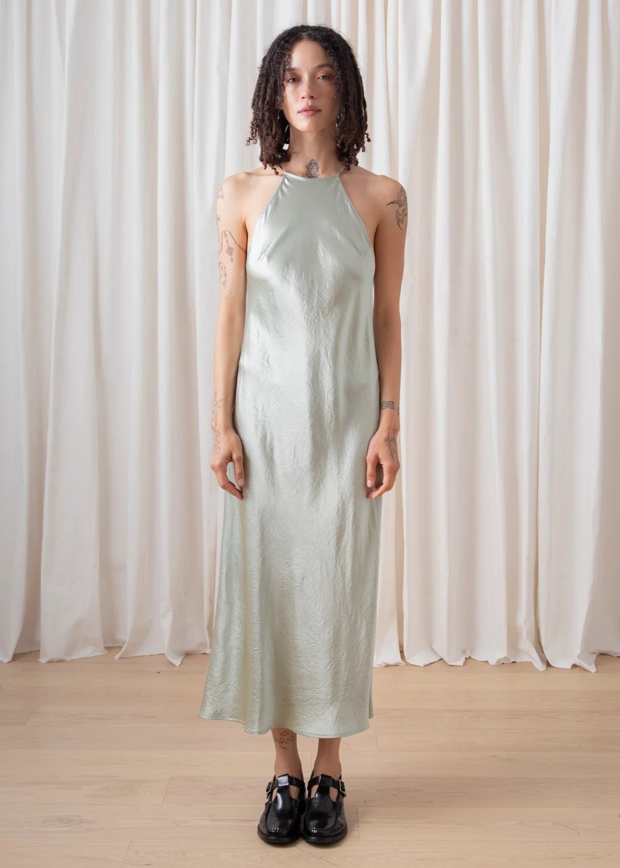 High Neck Bias Dress // Sage
