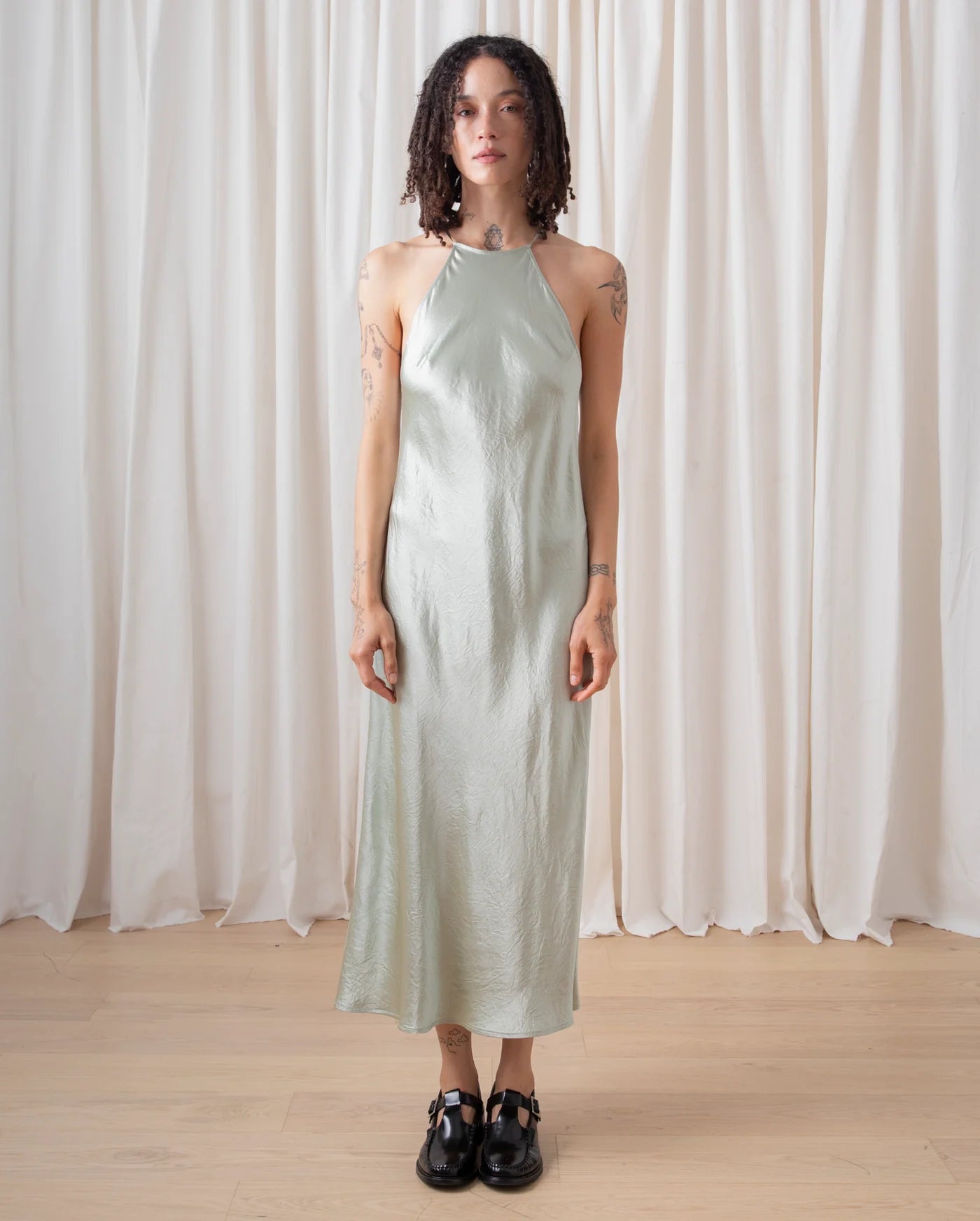 High Neck Bias Dress // Sage