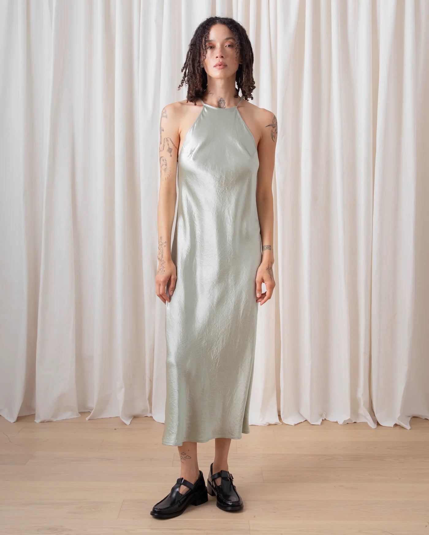 High Neck Bias Dress // Sage