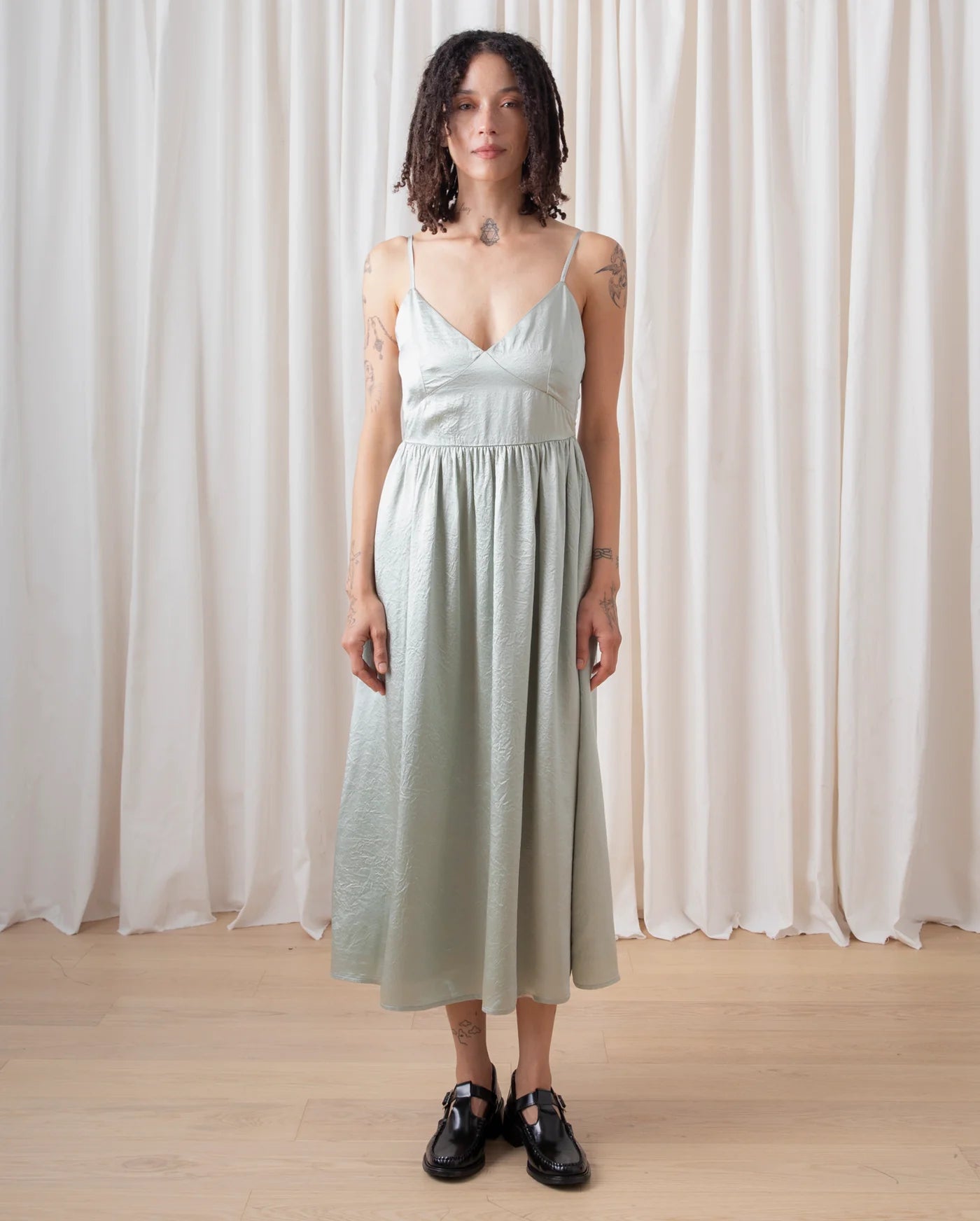 Tie-Back Midi Dress // Sage