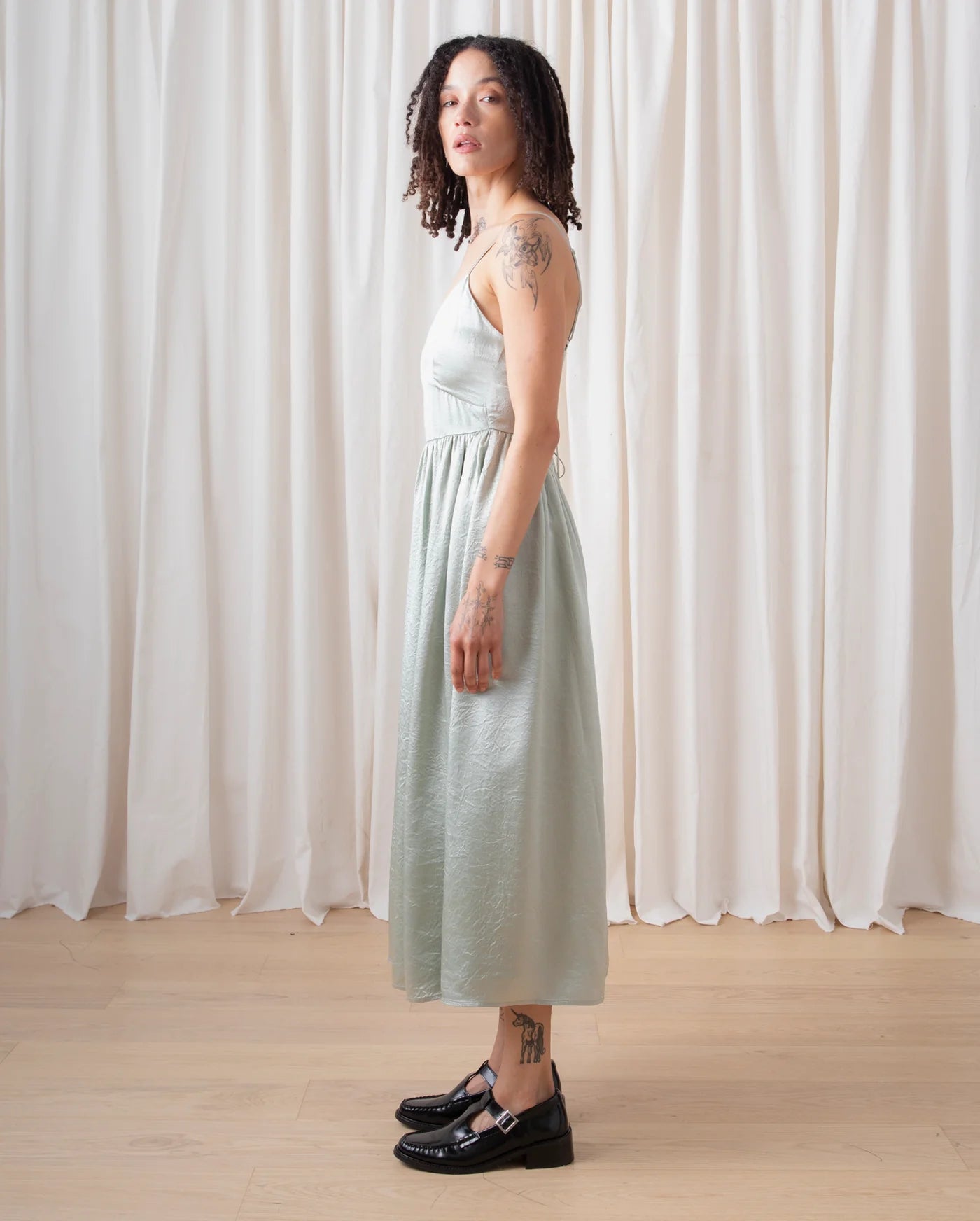 Tie-Back Midi Dress // Sage