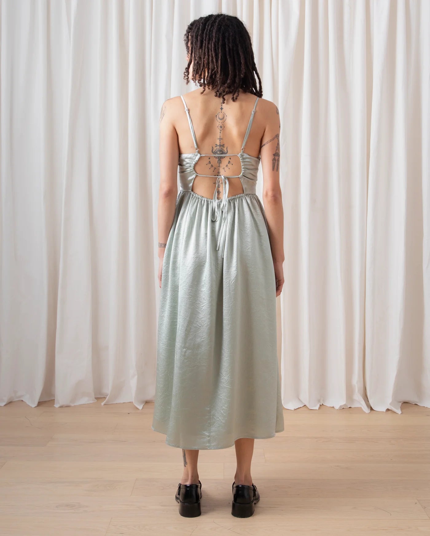 Tie-Back Midi Dress // Sage