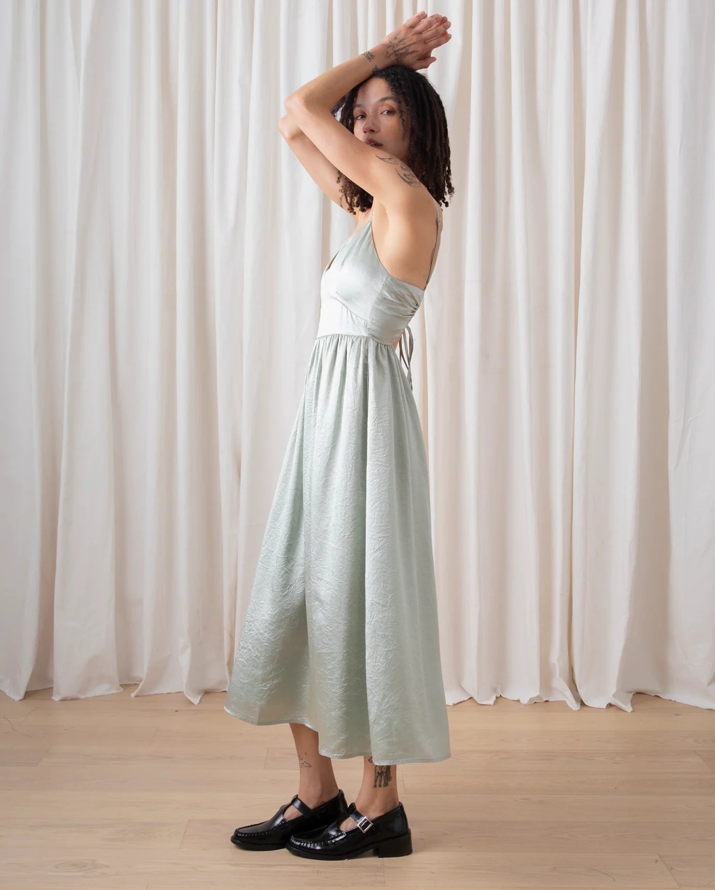 Tie-Back Midi Dress // Sage