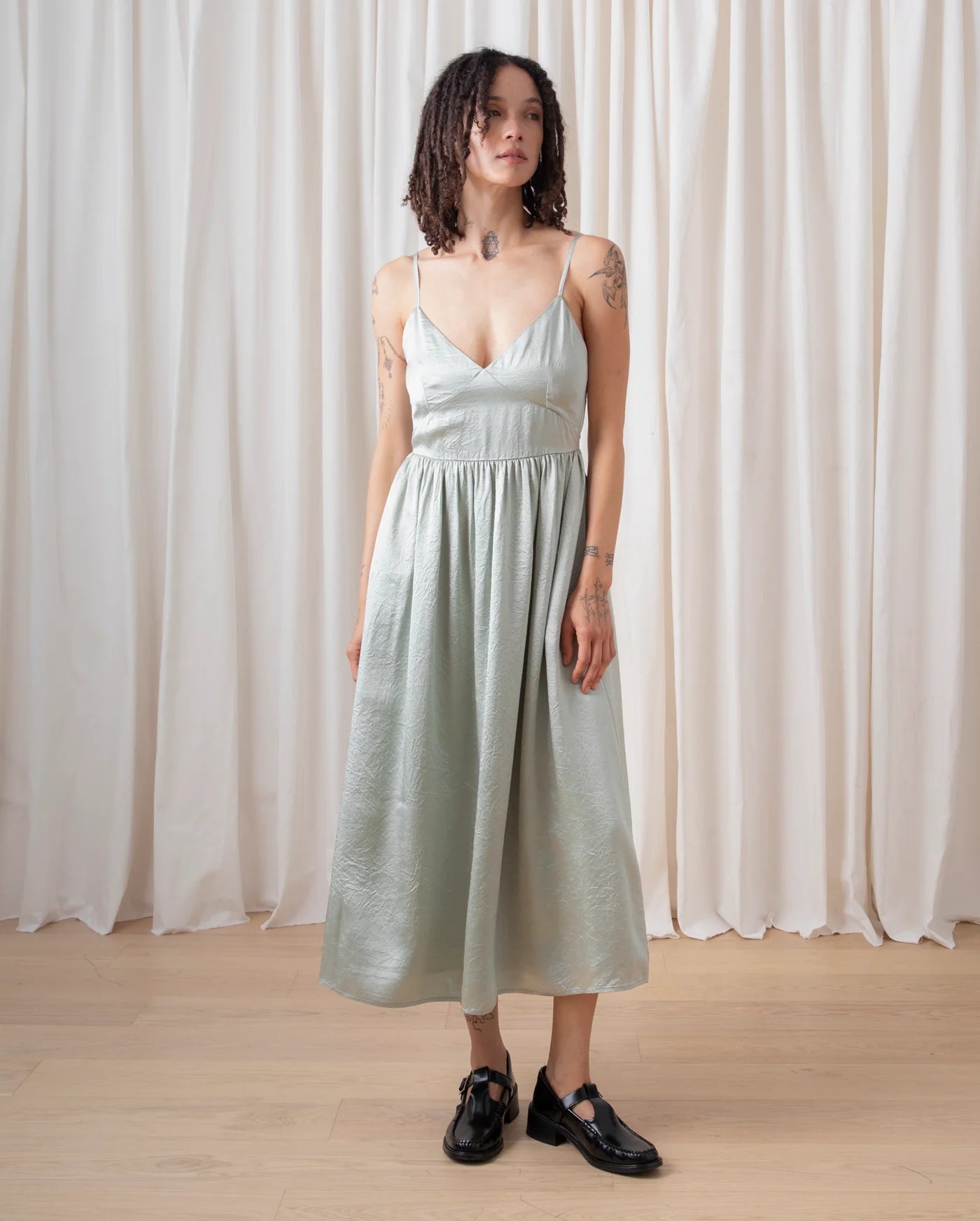 Tie-Back Midi Dress // Sage